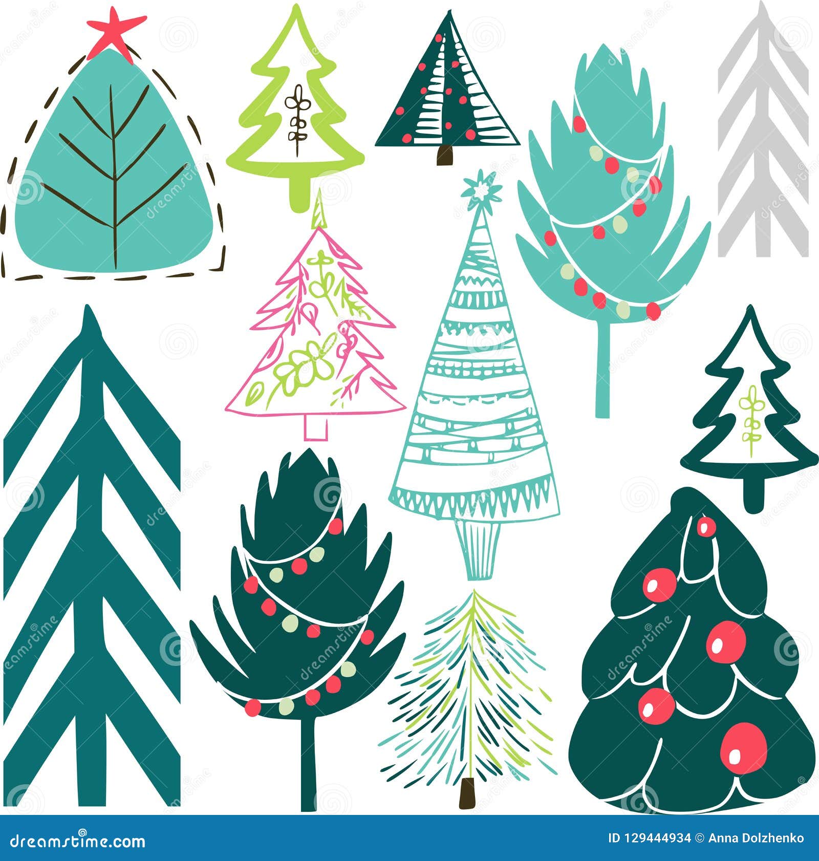 Hand Drawn Christmasholiday Trees Pattern Multıcolored Christmas Trees  Seamless Pattern Forest Background Childish Texture For Fabric Textile  Stock Illustration - Download Image Now - iStock