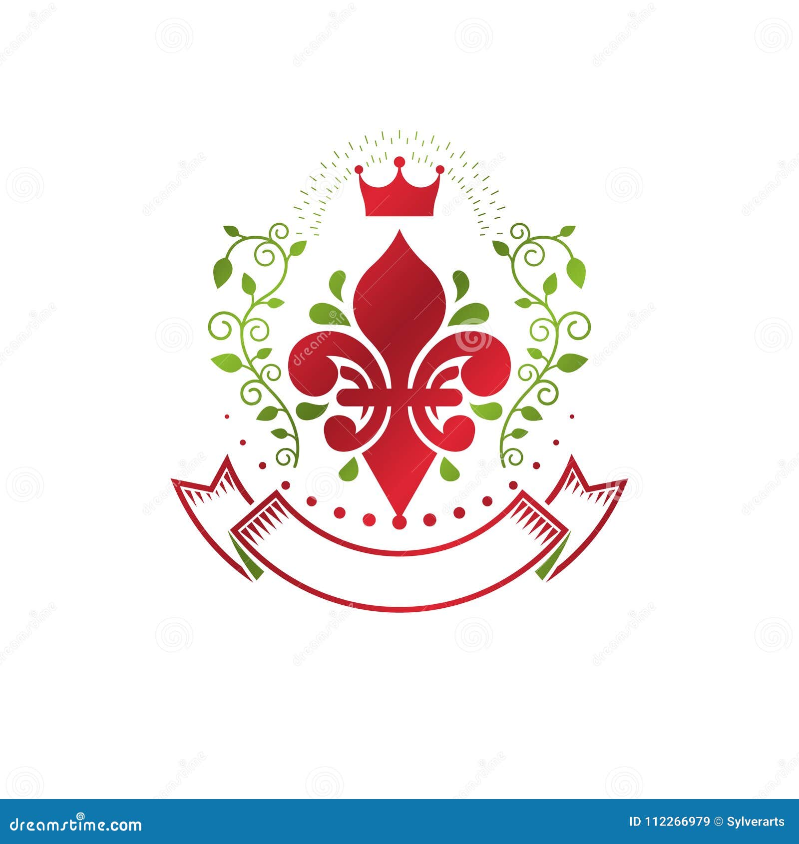 Retro Vintage Insignia Created With Lily Flower And Imperial Crown