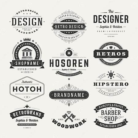 Retro Vintage Insignias or Logotypes Set Vector Stock Vector ...