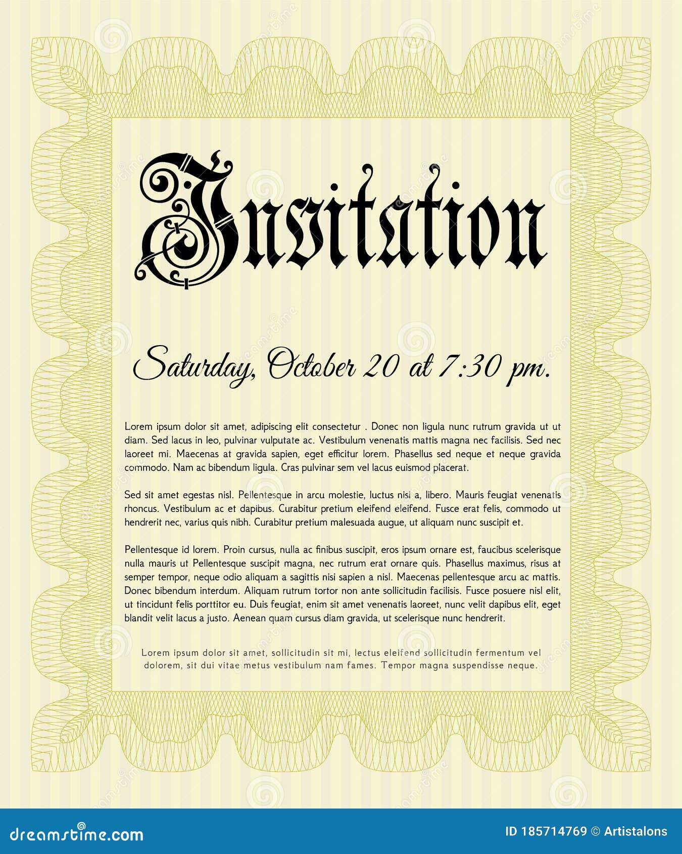Retro Vintage Invitation Template. Cordial Design. Complex Background