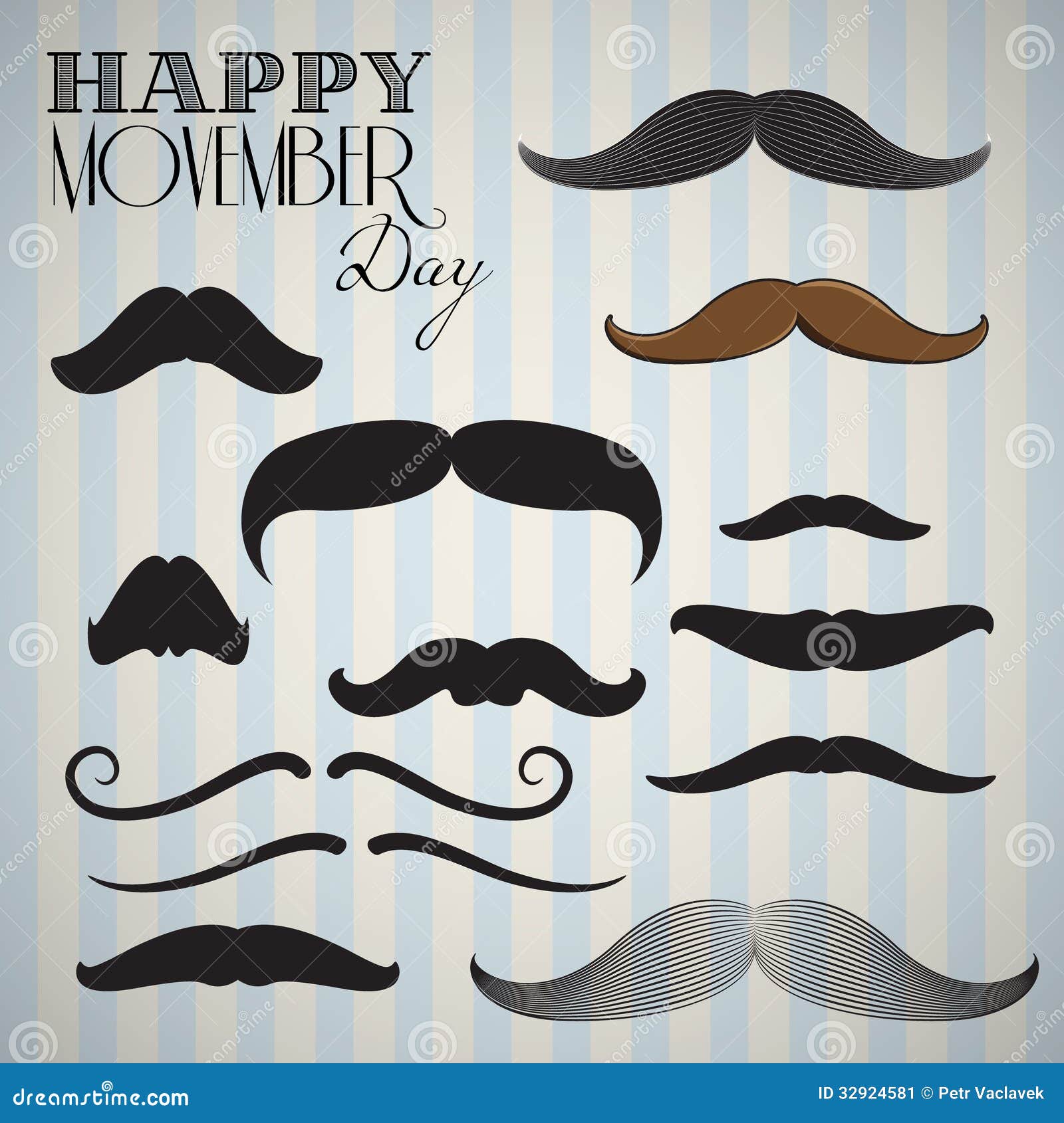 retro / vintage mustache set for happy movember day
