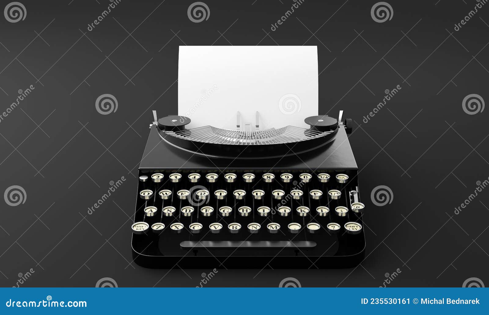 Retro Vintage Typewriter with Blank Piece of Paper Stock Image Image of type, paper 235530161