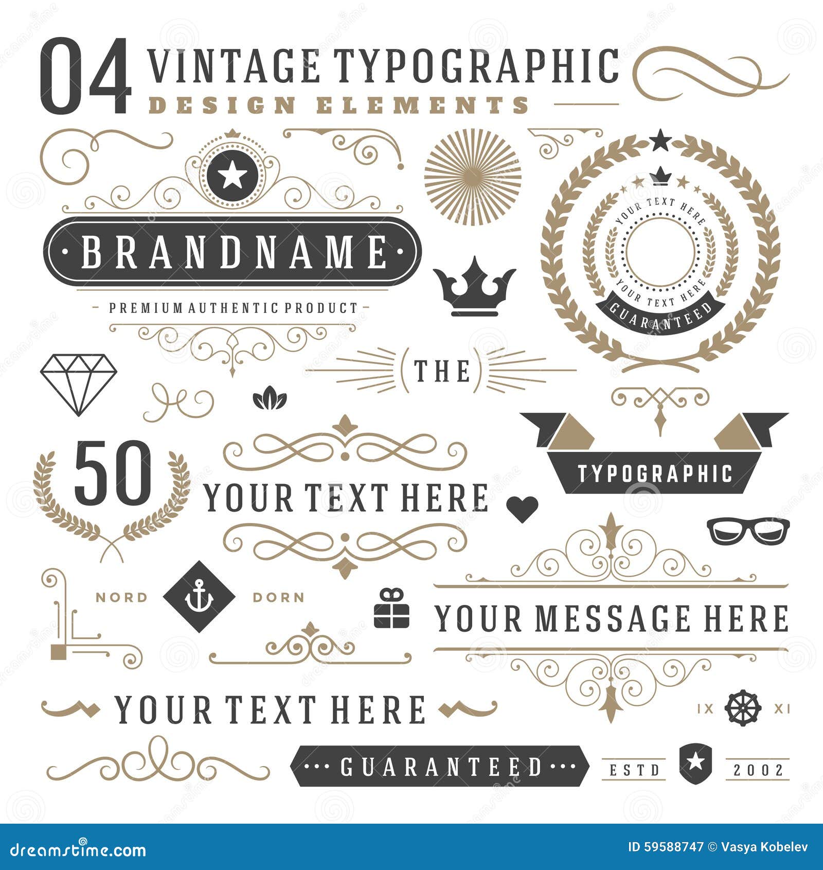 Download Retro Vintage Typographic Design Elements Stock Vector ...