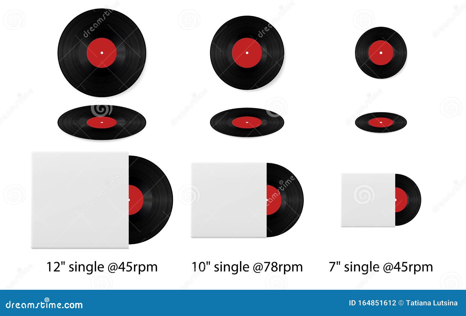 Peck Alperne bitter Retro Vinyl Discs Records Set Different Sizes Singles. Realistic Vinyl  Record with Cover Mockup Stock Vector - Illustration of audio, mono:  164851612