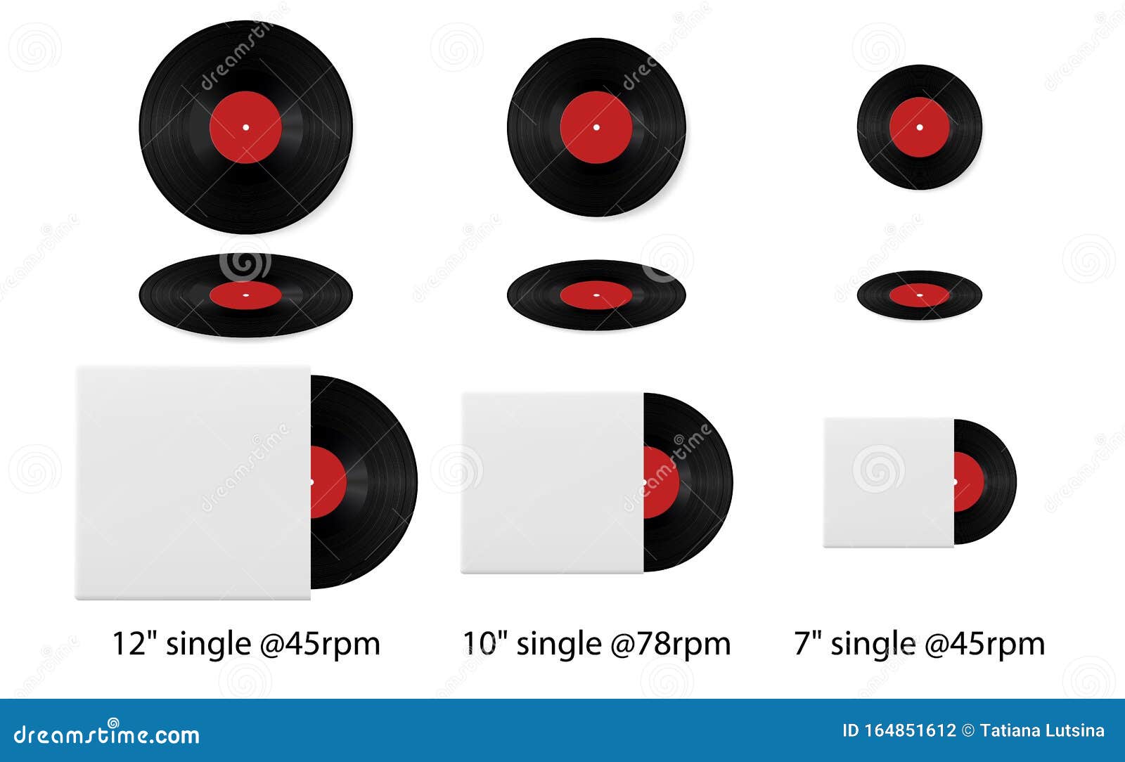 Retro Vinyl Discs Records Set Different Sizes Realistic Vinyl Record Cover Mockup Stock Vector - Illustration of audio, mono: 164851612