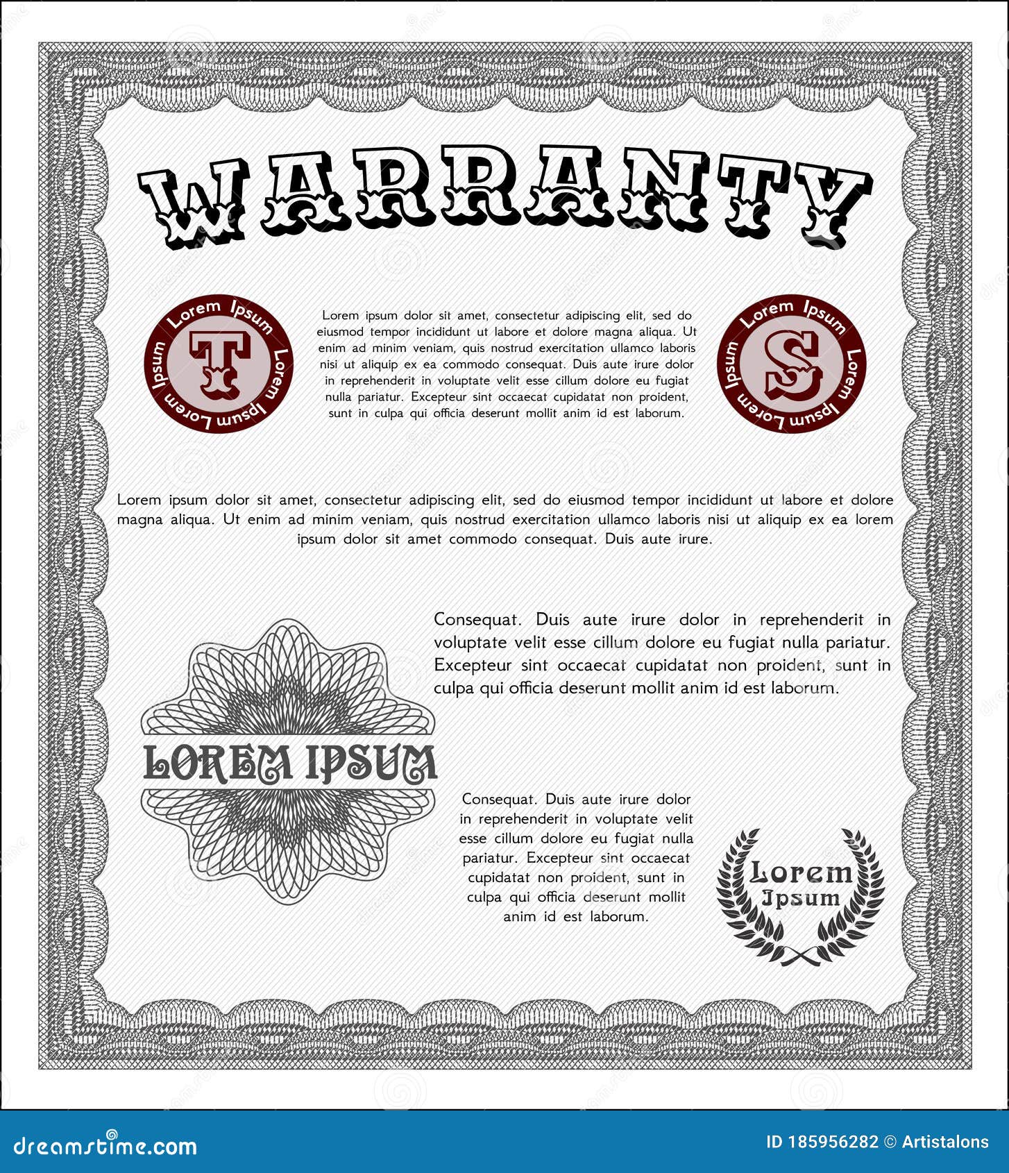 Retro Warranty Certificate Template. Good Design. with Quality Background  Stock Vector - Illustration of promotion, restore: 185956282