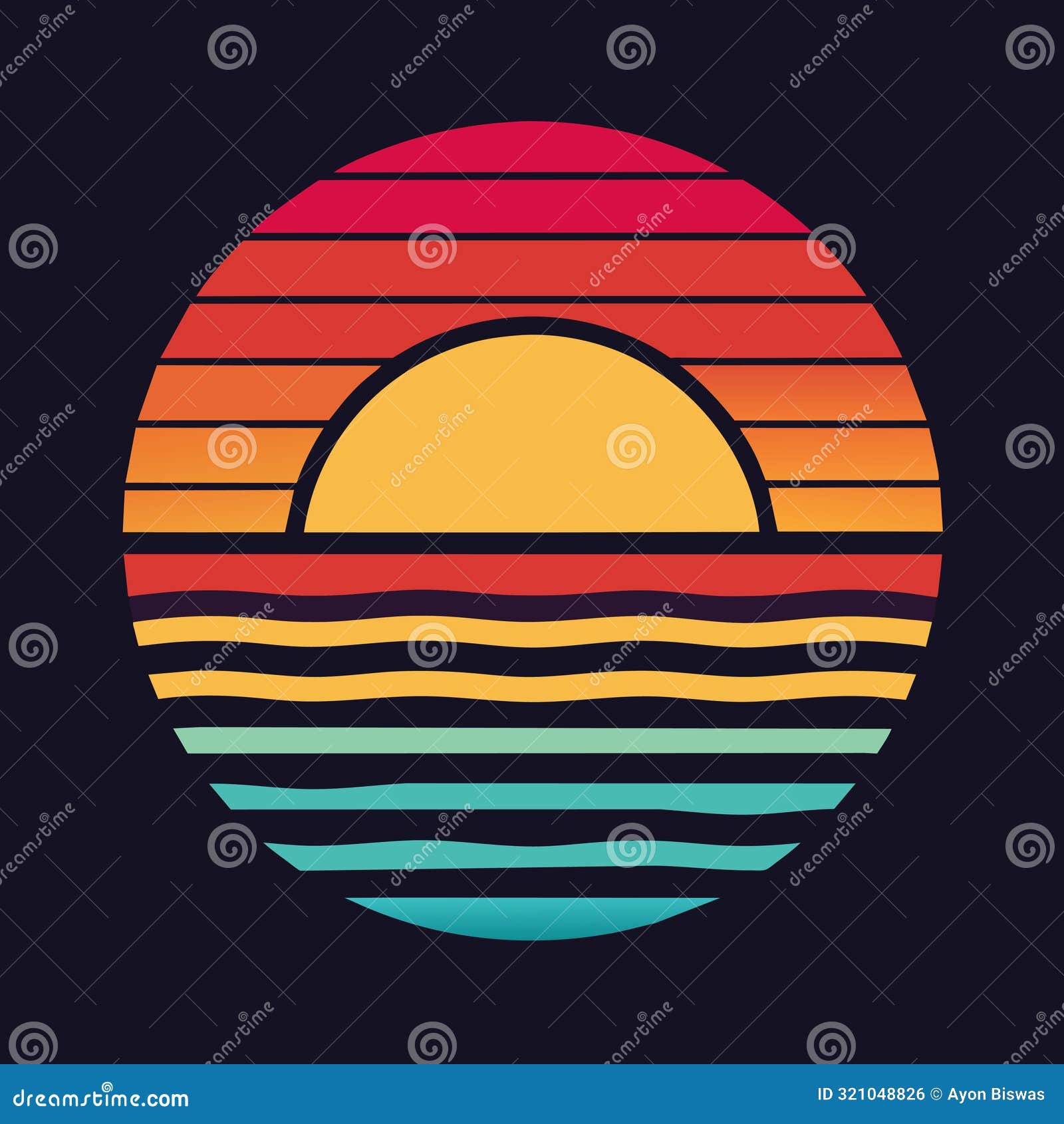 retro wave pattern with sun vintage and nostalgic beachwear vibe warm and glowing lighting t-shirt 