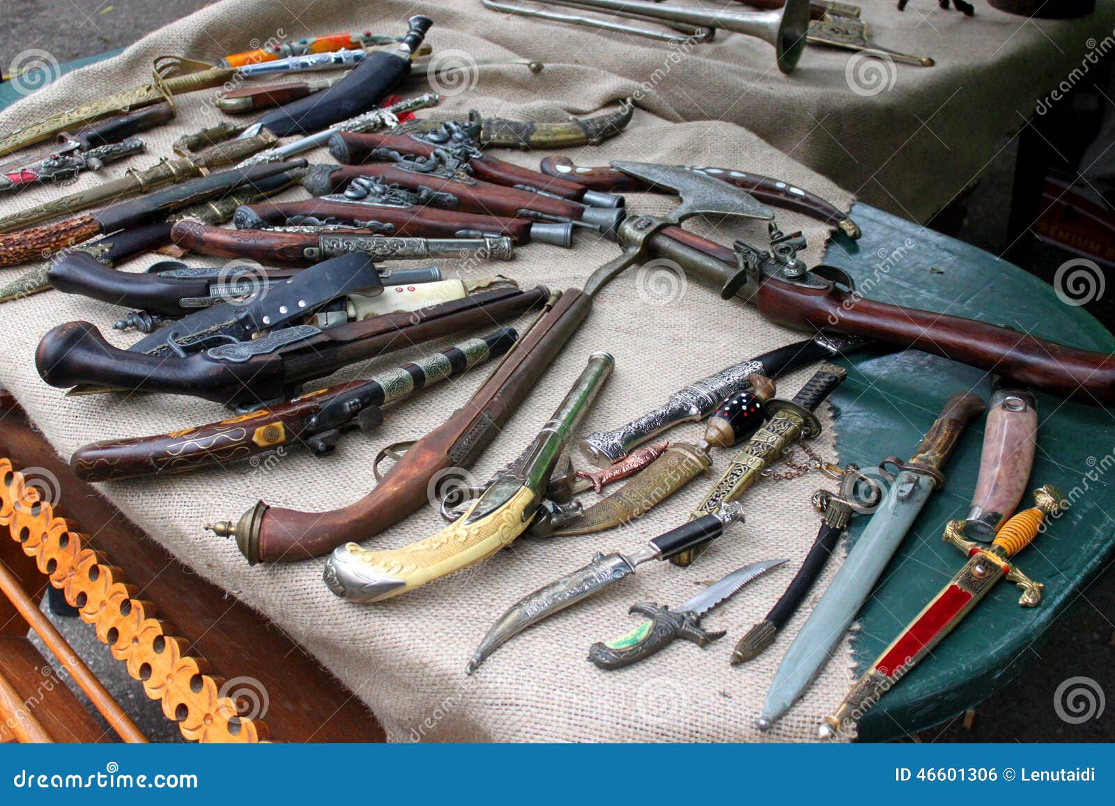 Retro weapons stock photo. Image of collection, hand 46601306