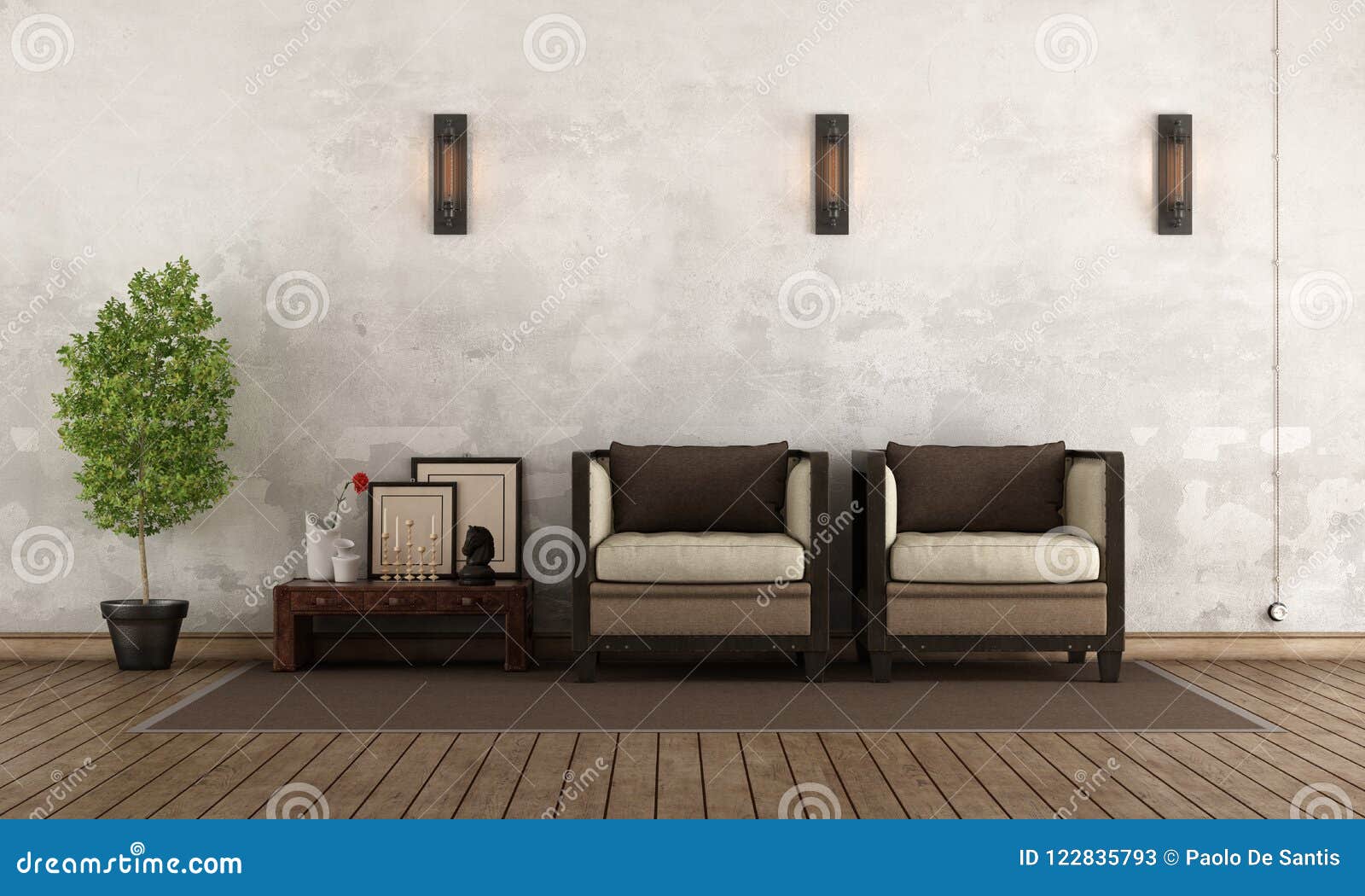 Retro- Wohnzimmer stock abbildung. Illustration von auslegung - 122835793