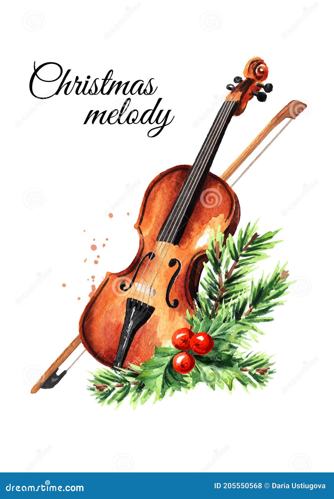 Download Retro Wooden Brown Violin With Bow Music String Instrument, Winter Song, Christmas Melody ...