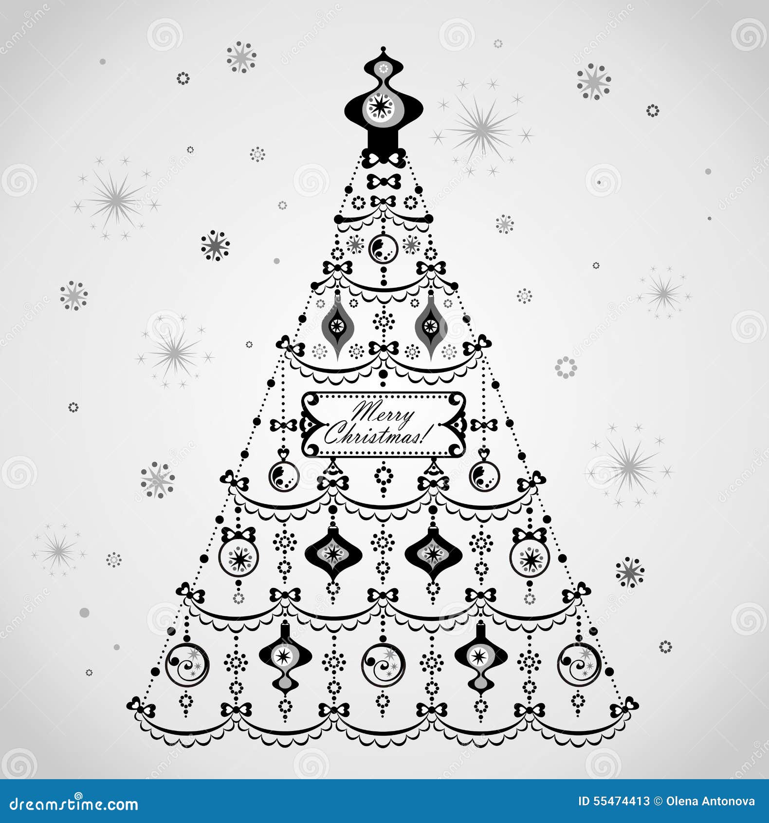 Retro xmas tree stock vector. Illustration of december 55474413