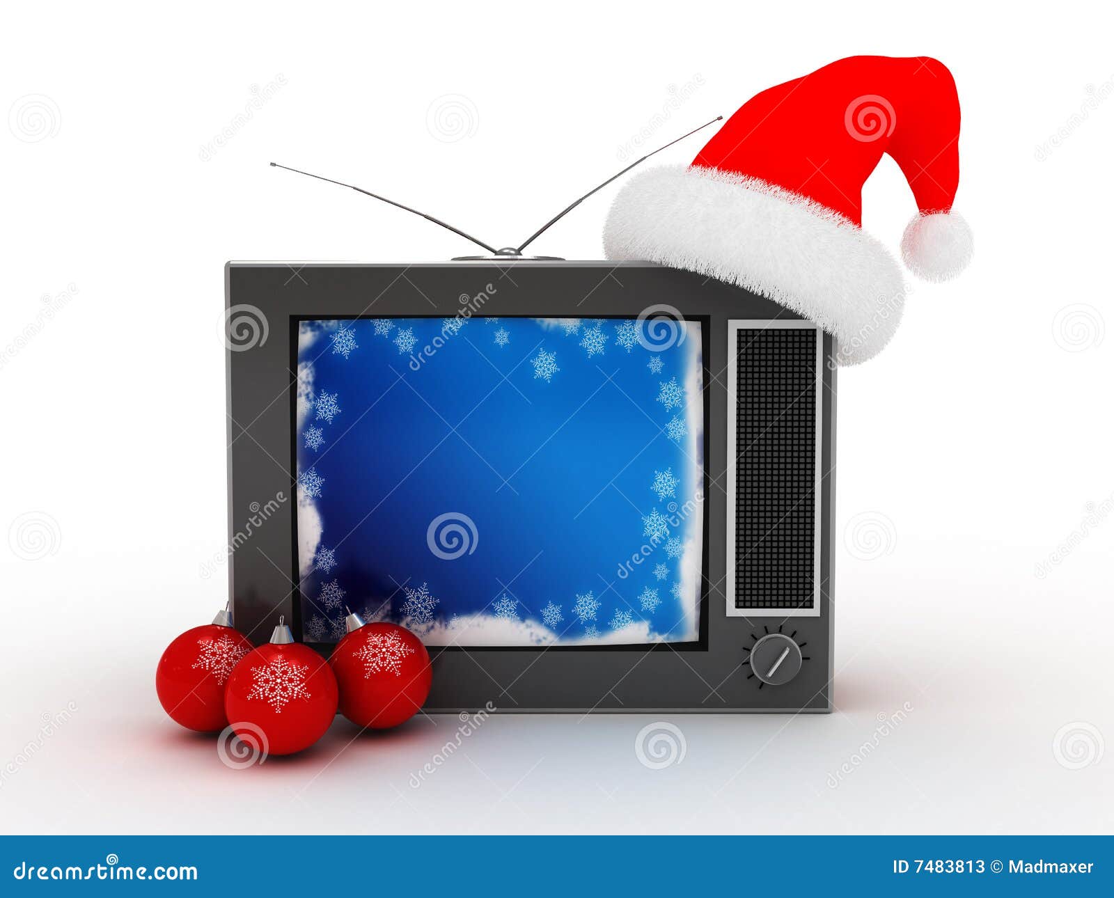 Retro xmas tv stock illustration. Illustration of monochrome 7483813