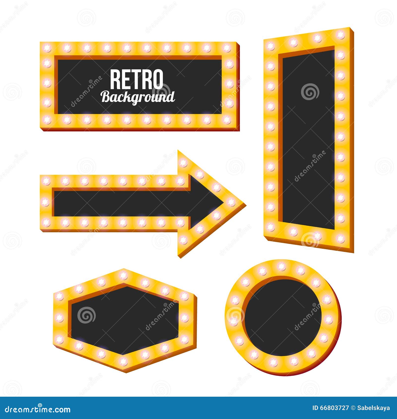 Retro Yellow Frame. Vintage Signs Stock Vector Illustration of bulb