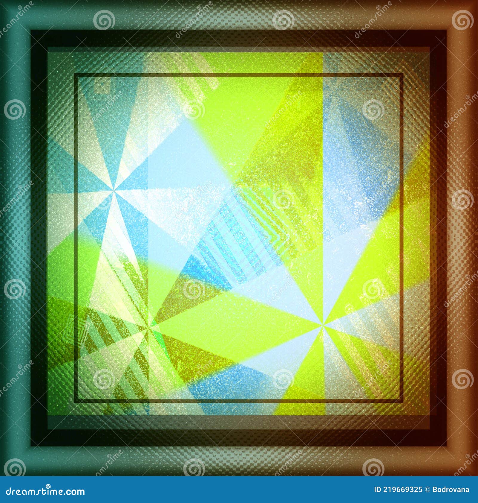 retrophone in a frame, abstract geometric pattern as a background for the text.