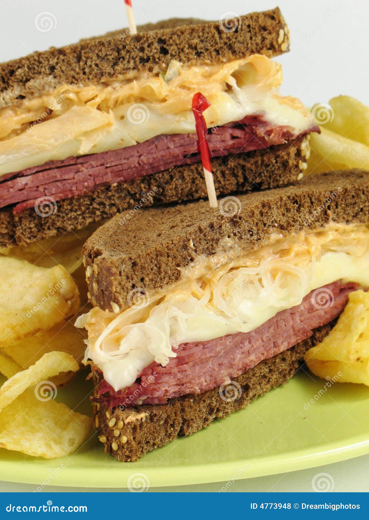 Reuben on Pumpernickel stock photo. Image of condiment 4773948