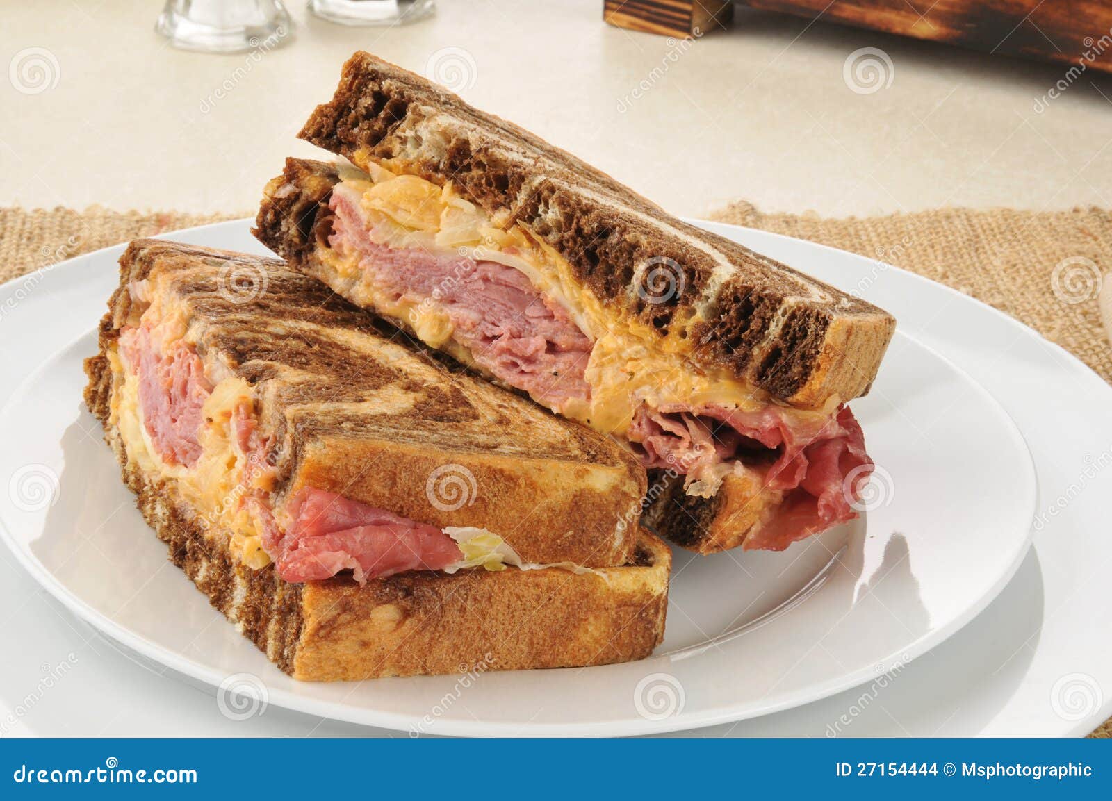 Reuben Sandwich On Marbled Rye Bread Stock Images Image 27154444