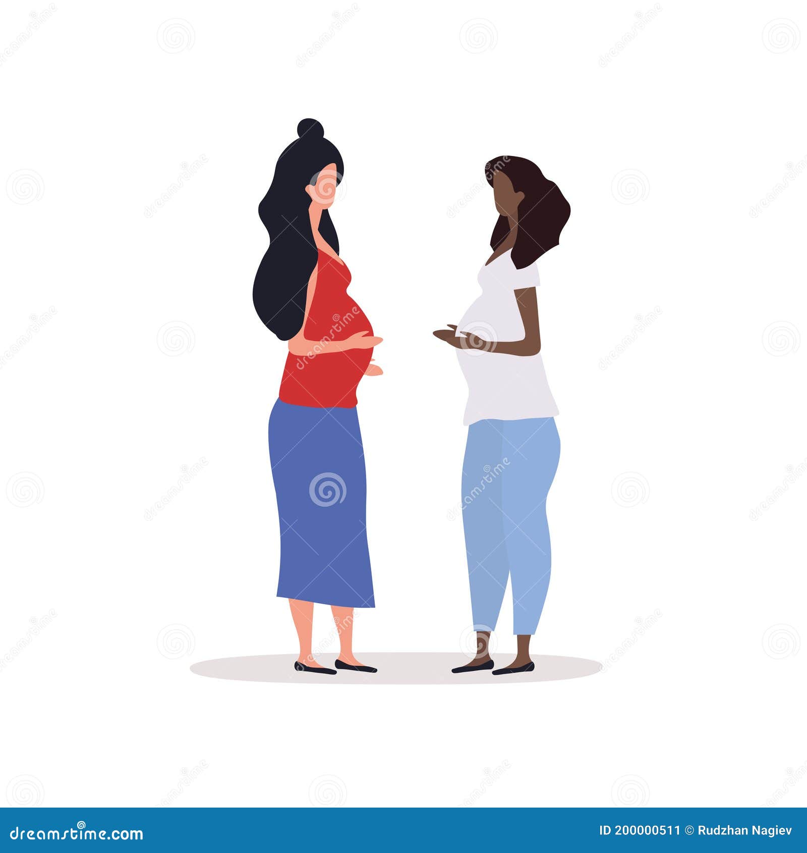 Reunión De Dos Mujeres Embarazadas Multirraciales Ilustración del Vector -  Ilustración de muchachas, moderno: 200000511