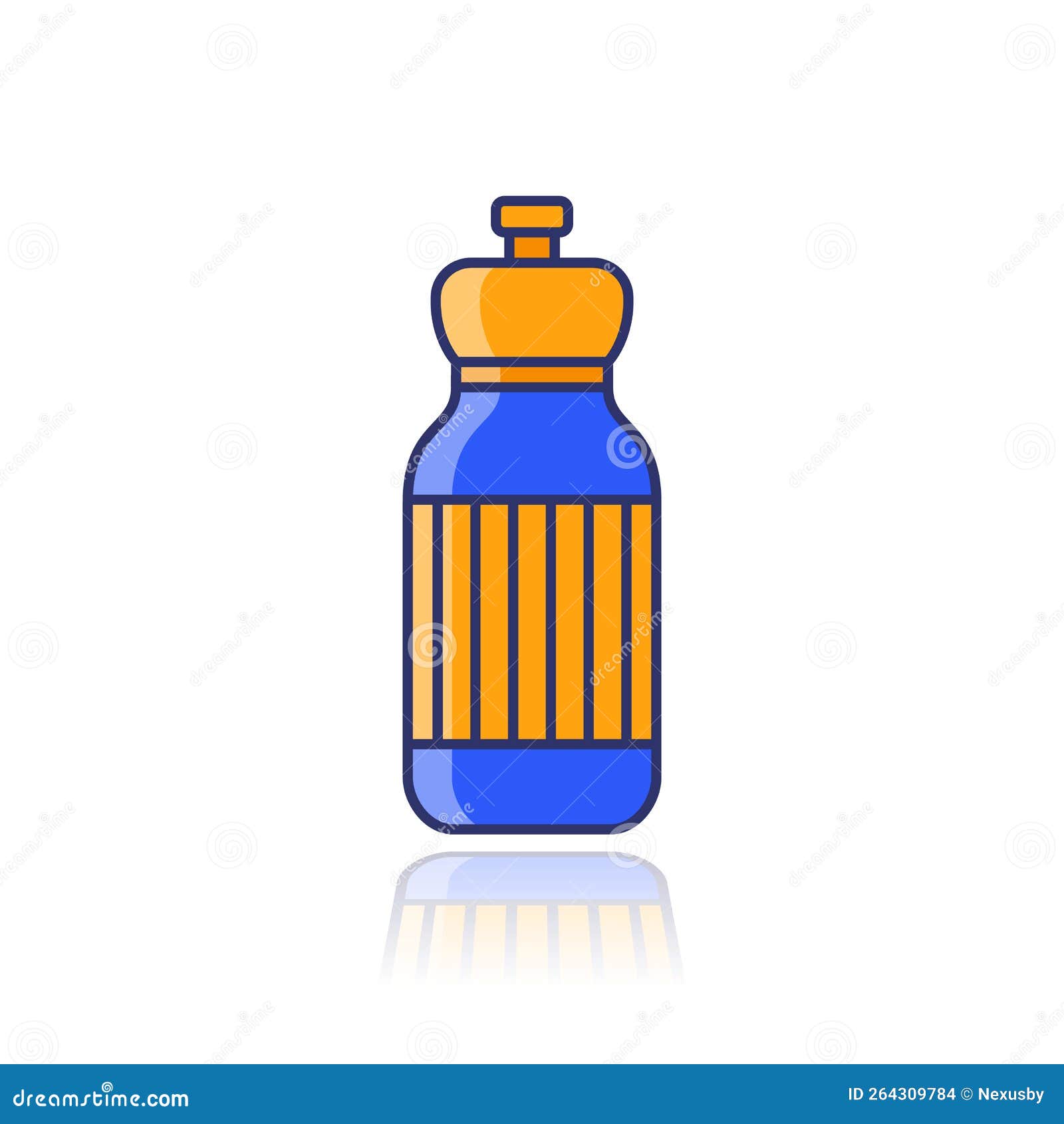 Reusable Bottle for Water Icon with Outline Stock Vector Illustration