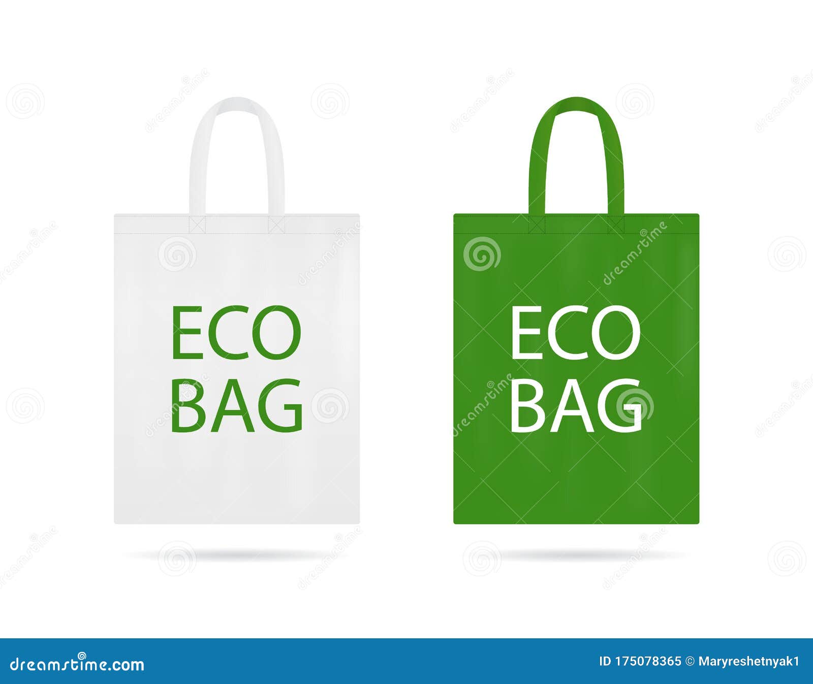 Reusable Eco Bag Mockup. Ecology Sack with White and Green Color ...