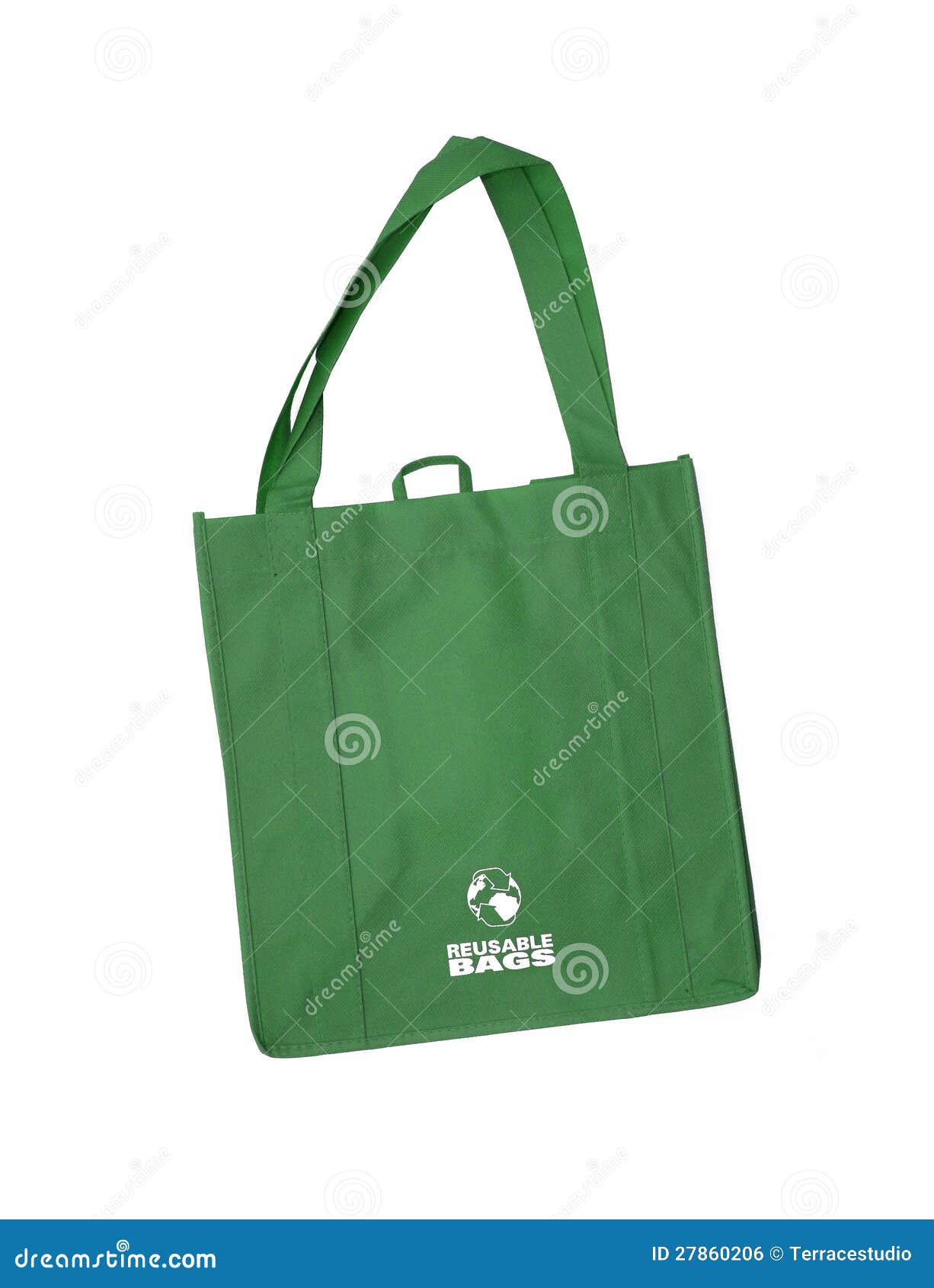 reusable green shopping bag with recycle 