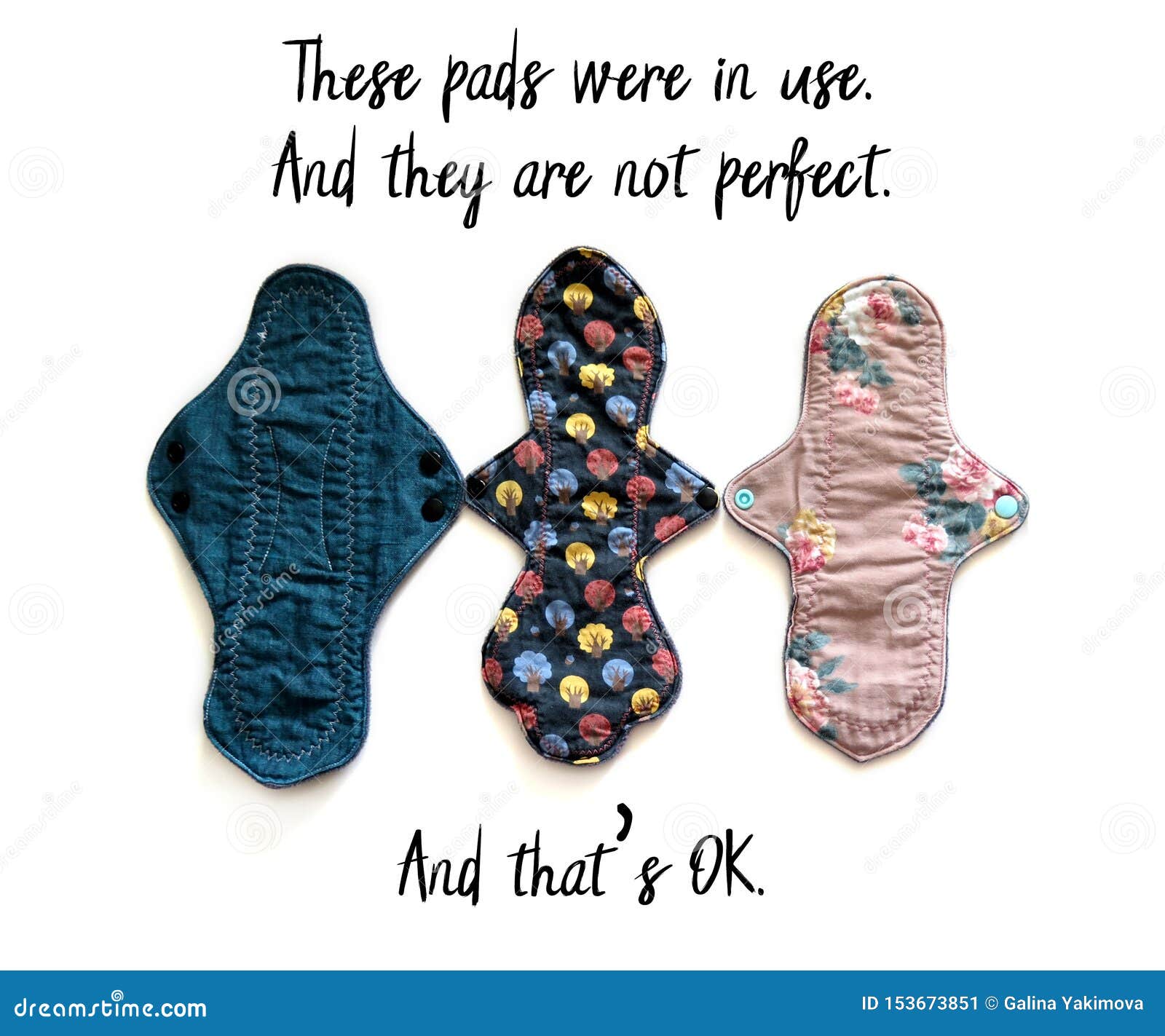 Reusable Sanitary Menstrual Pads with Slogan, Washable Cloth Pads after  Using and Washing, Zero Waste Concept Stock Image - Image of period, care:  153673851