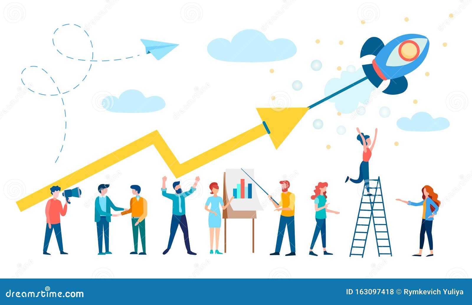 Revenue Growth, Successful Startup, Teamwork, Office Workers are Working To  Increase Revenue Stock Vector - Illustration of business, company: 163097418