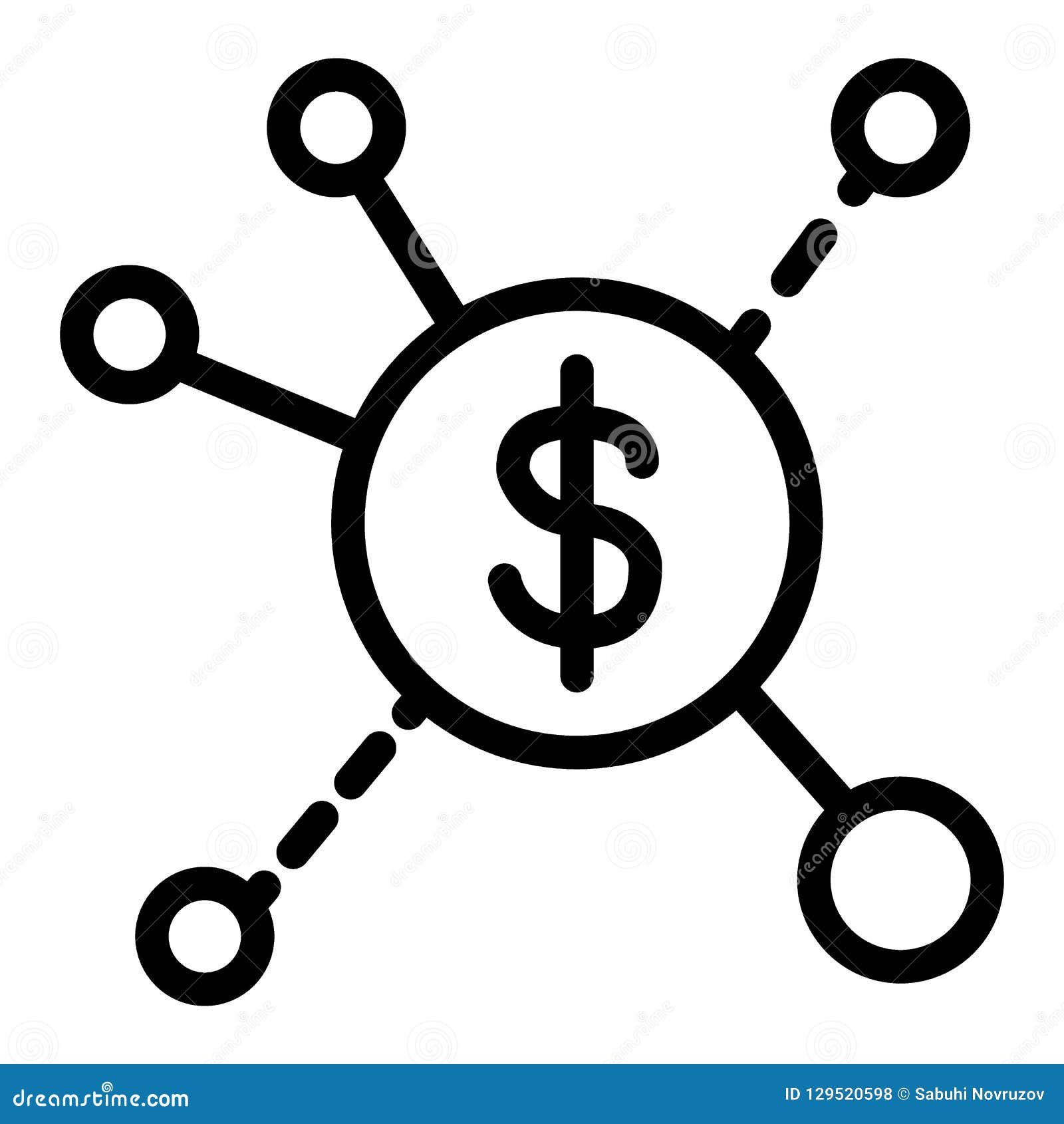 revenue streams line icon. dollar spread    on white. infographic outline style 