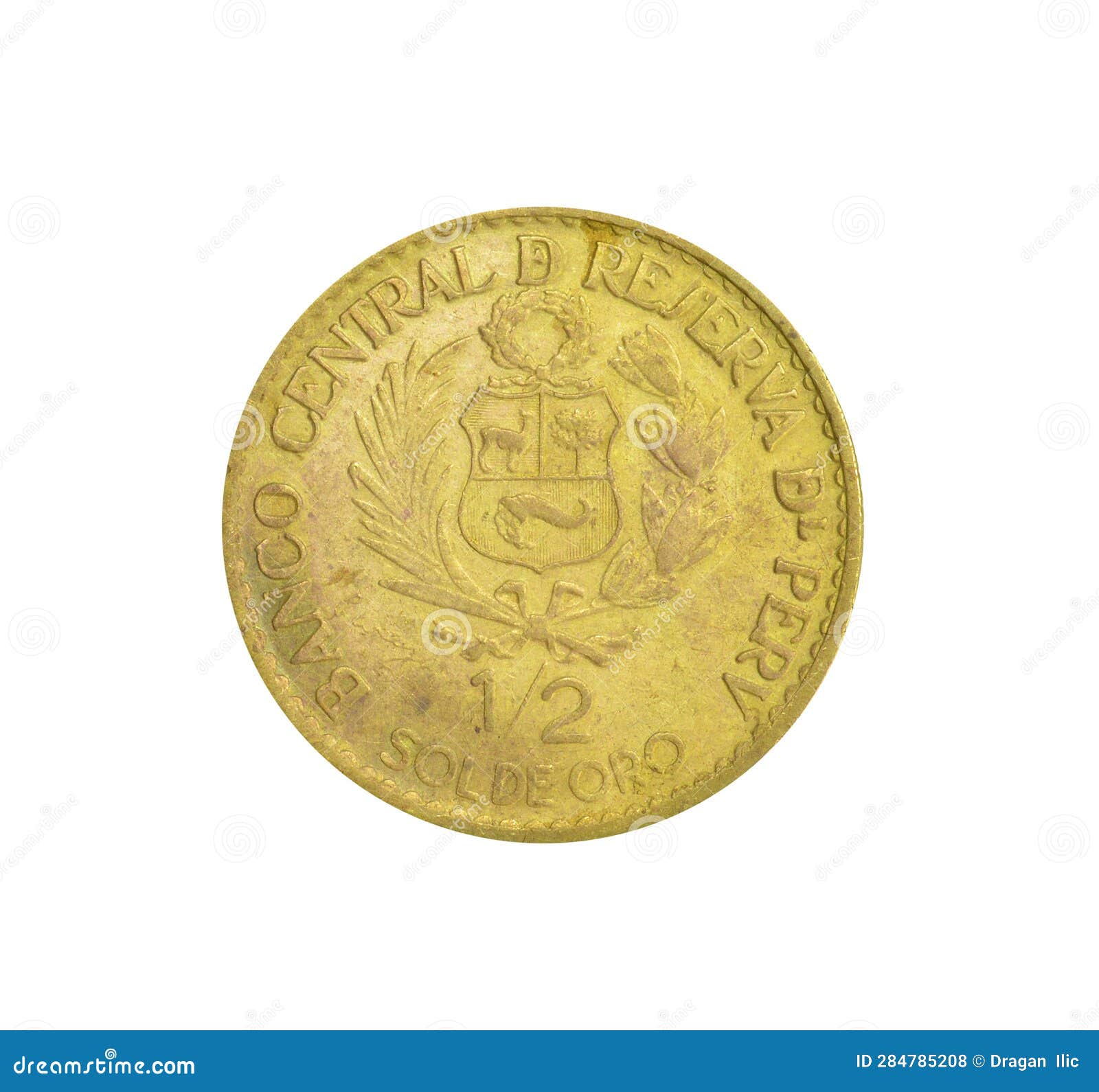 reverse of commemorative half sol de oro coin made by peru in 1965