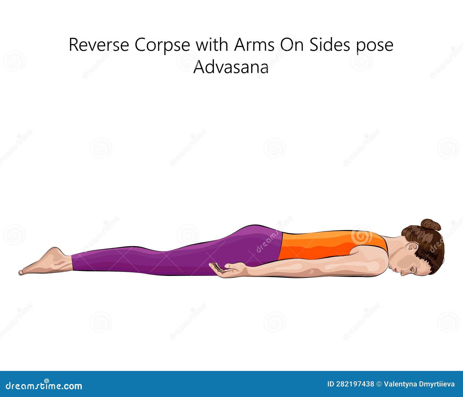 Reverse Corpse with Arms on Sides Pose. Advasana Stock Illustration ...