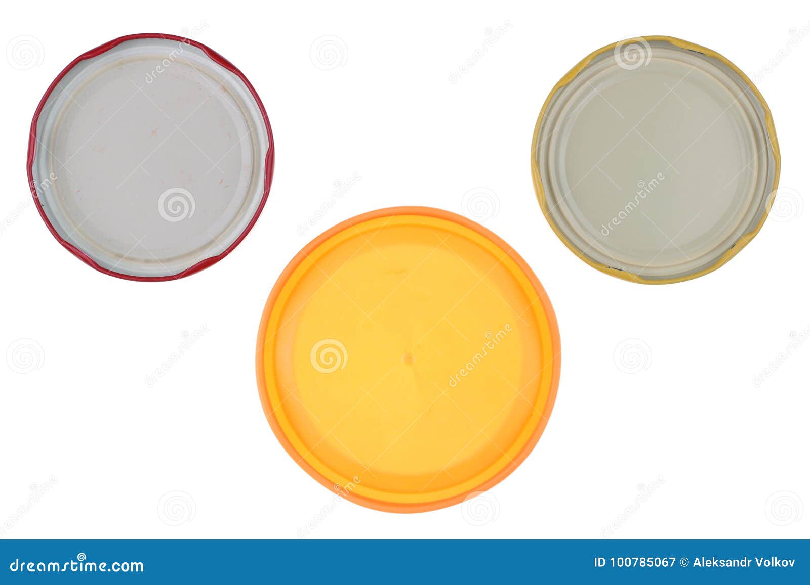 The Reverse Side of Tin and Plastic Covers from Glass Jars with Stock Image Image of blank