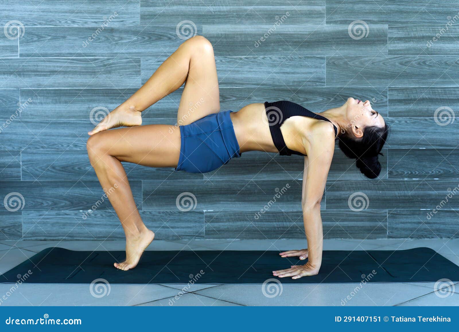 reverse table pose variation ardha purvottasana yoga with ukrainian woman making it indoors