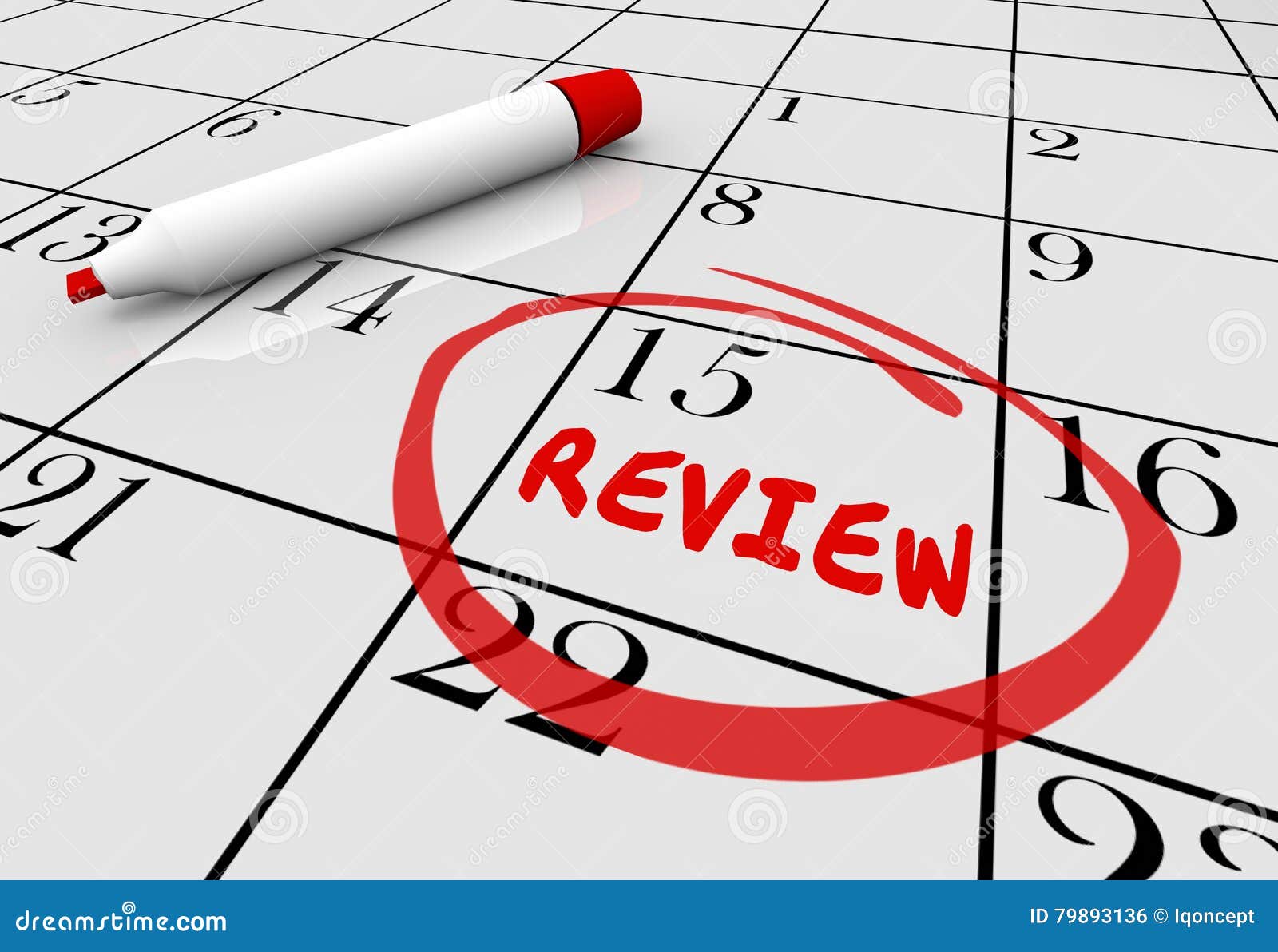 Review Evaluation Assessment Feedback Day Date Calendar Stock