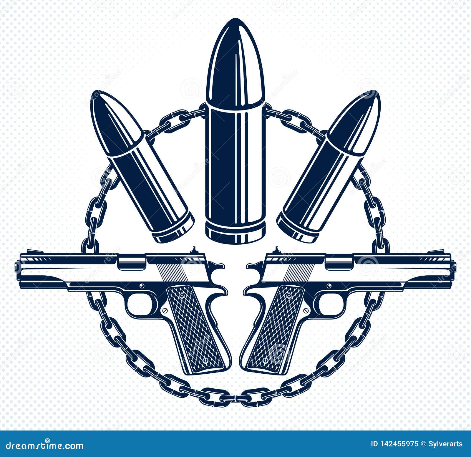 Revolution and War Vector Emblem with Bullets and Guns, Logo or Tattoo,  Riot Partisan Warrior, Criminal and Anarchist Style, Stock Vector -  Illustration of bullet, bandit: 142455975