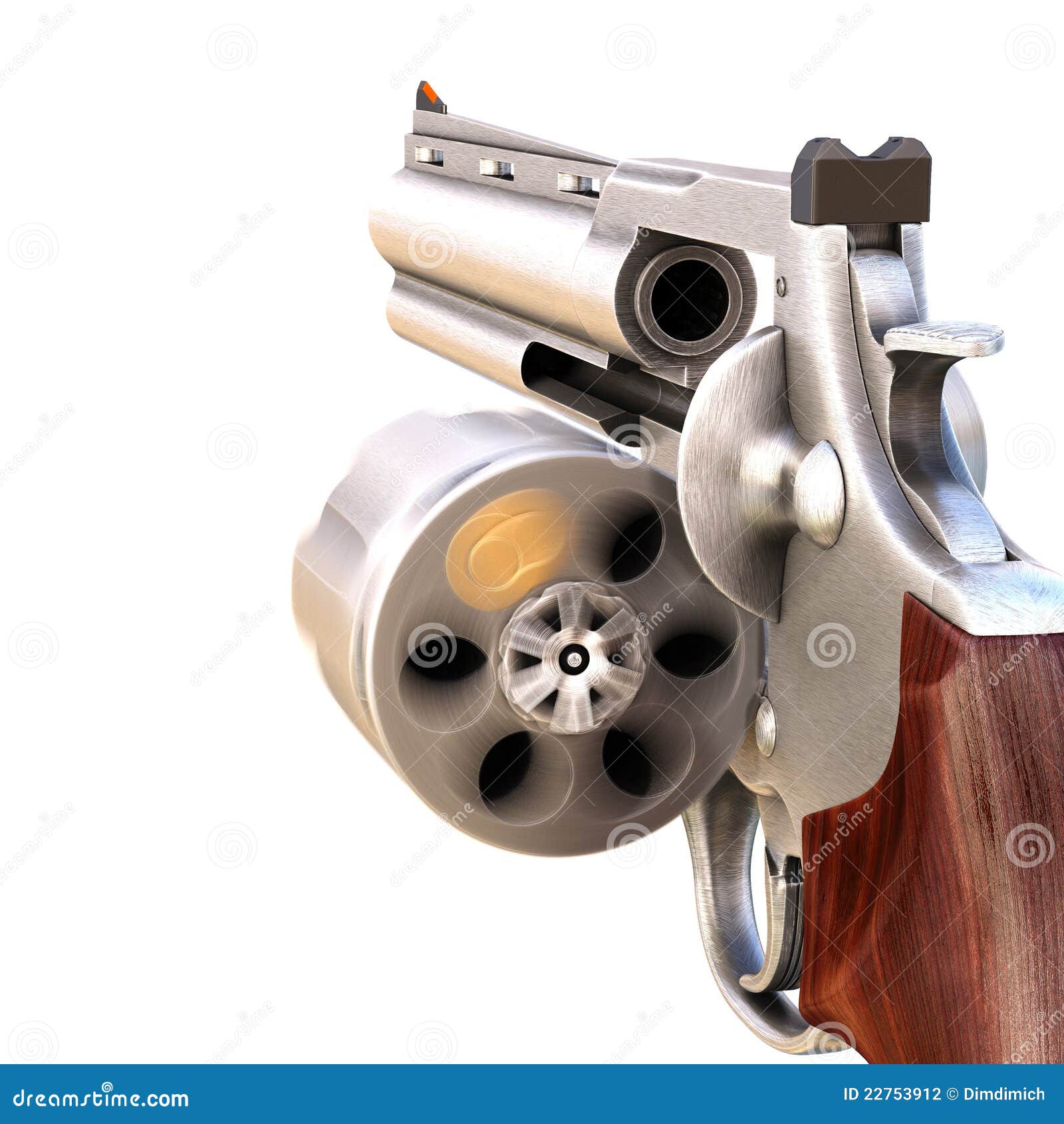 Russian roulette gun, weapon isolated