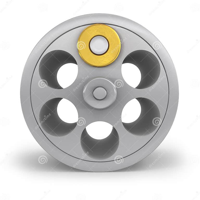 Revolver Cylinder with One Bullet Stock Illustration - Illustration of