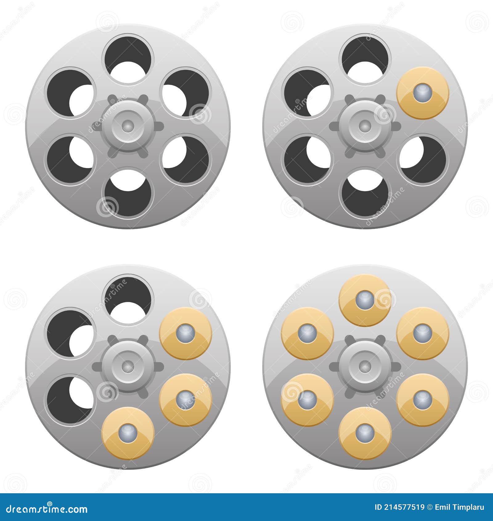 Revolver Cylinder Vector Design Illustration Isolated on White