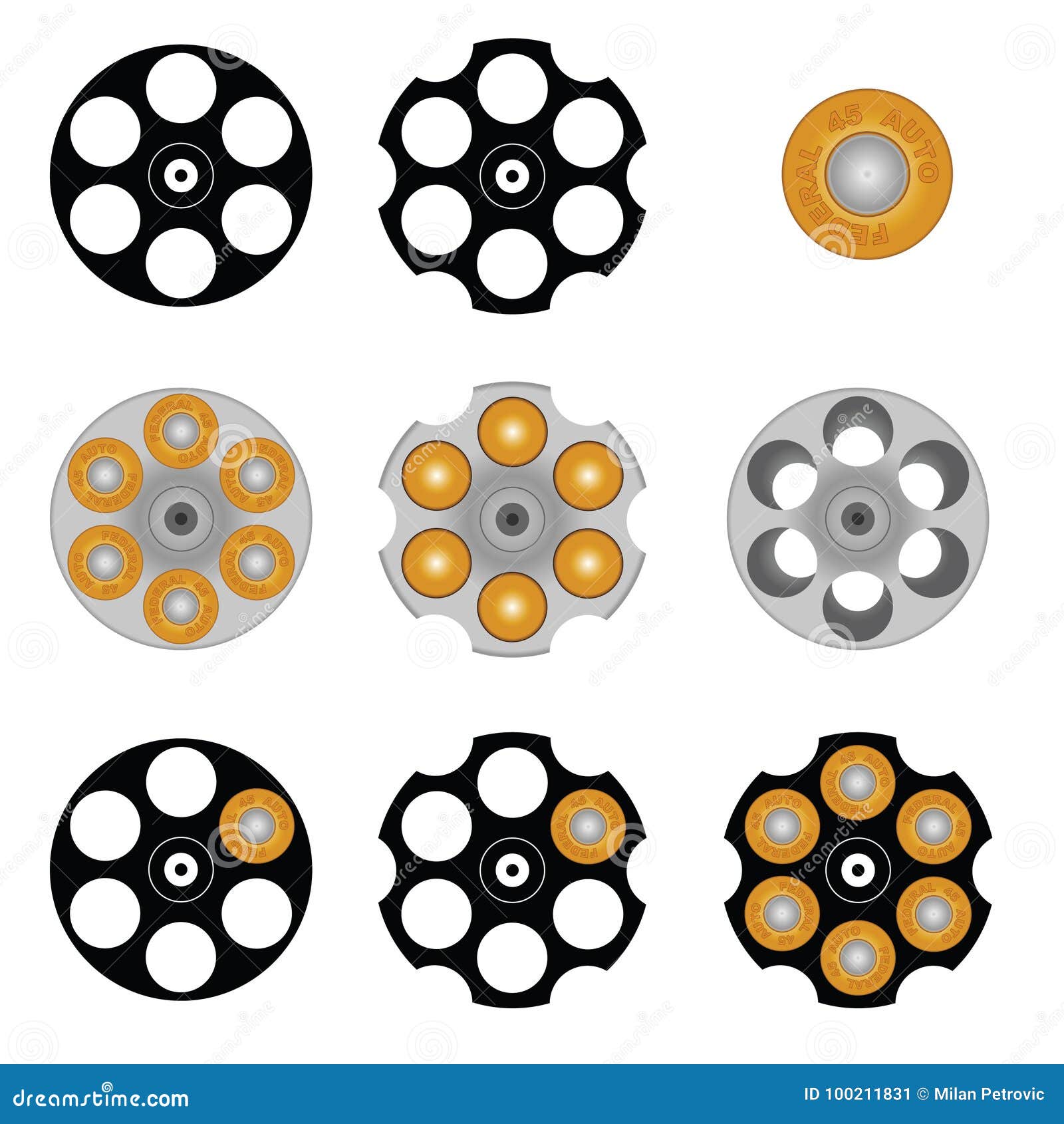 Revolver Cylinder Vector Illustration Stock Vector - Illustration of