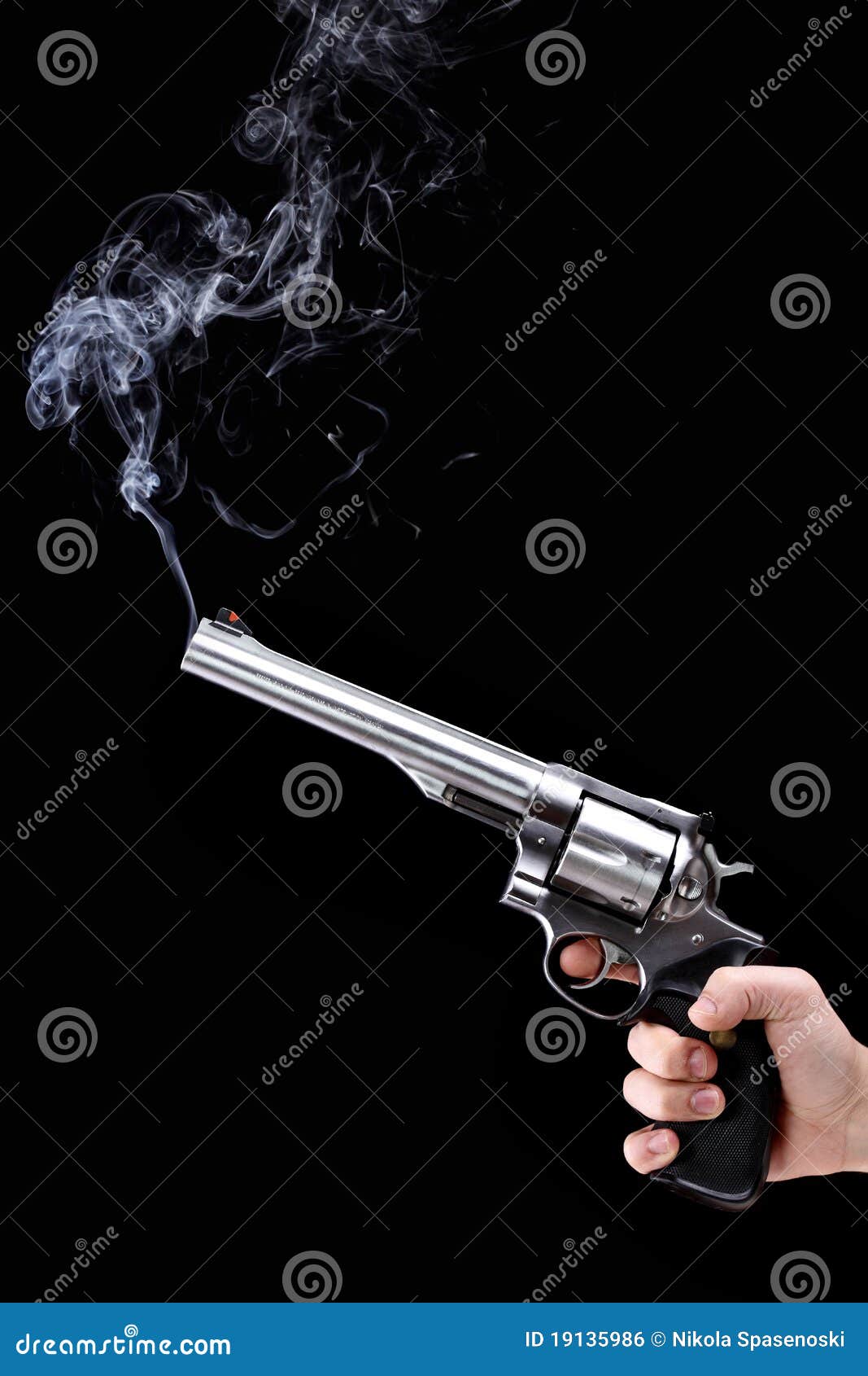 revolver with smoke