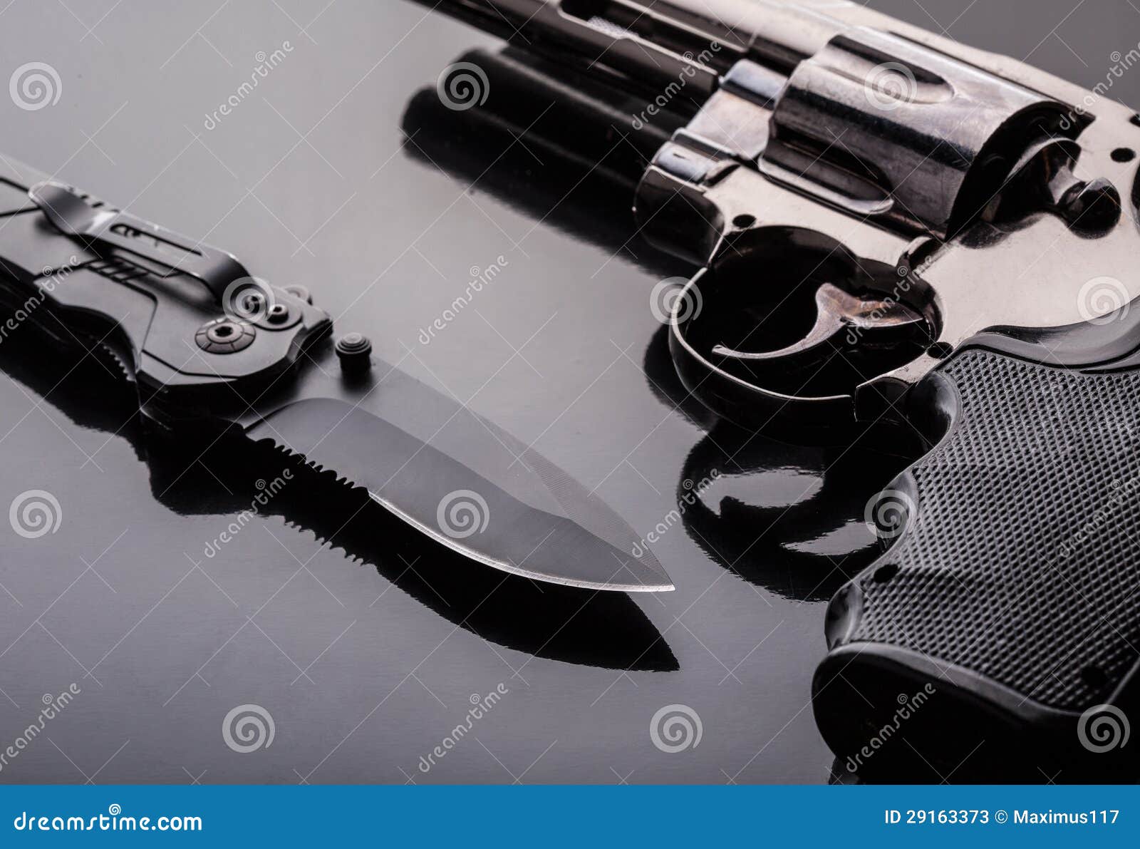 Revolver and Tactical Knife Stock Image Image of concepts, magnum 29163373