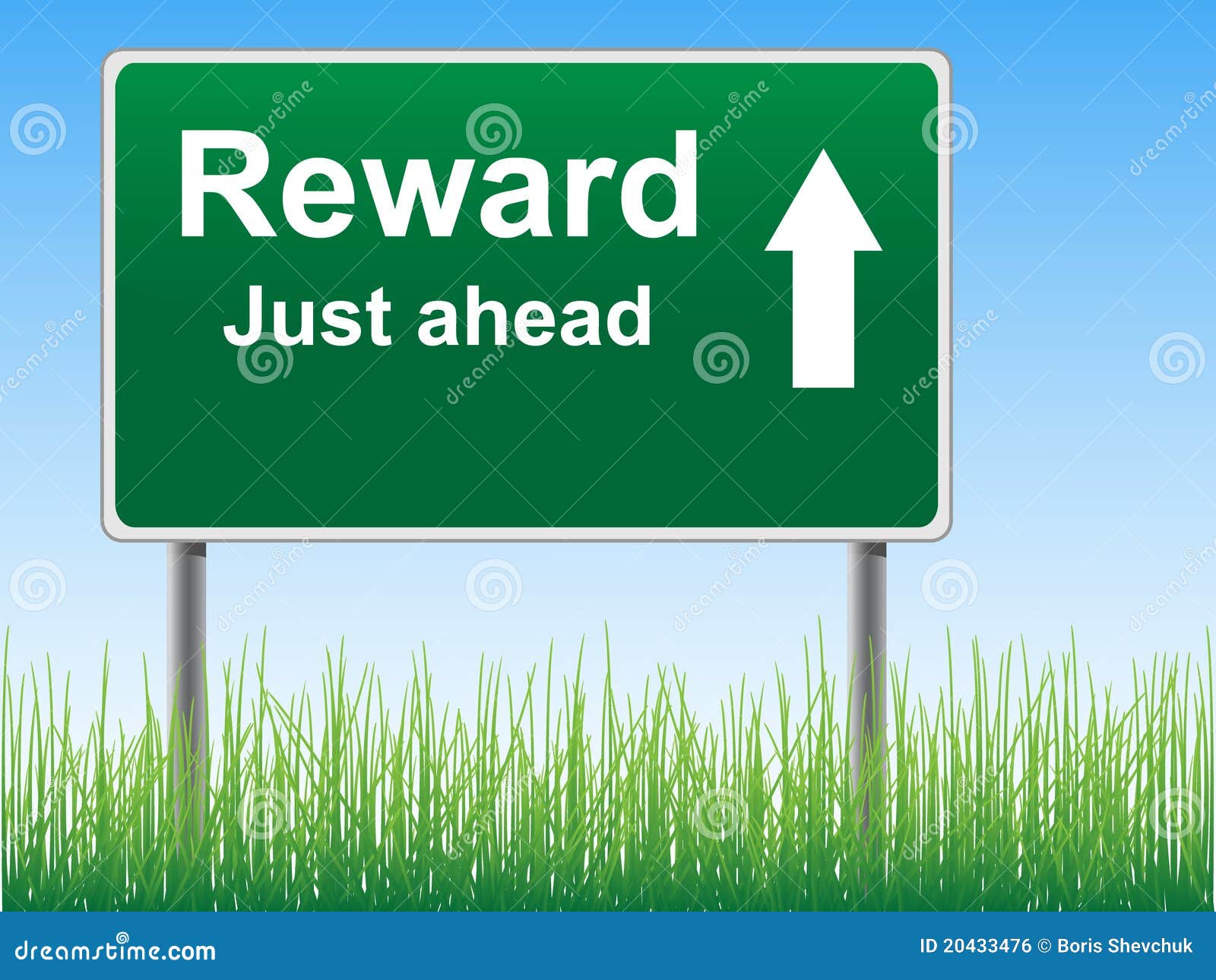 reward road sign on the sky background.