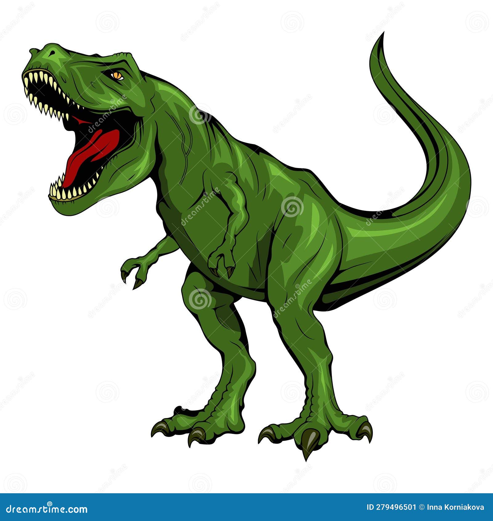 Ilustração bonito dos desenhos animados do tyrannosaurus rex. dinossauro t- rex isolado no fundo branco