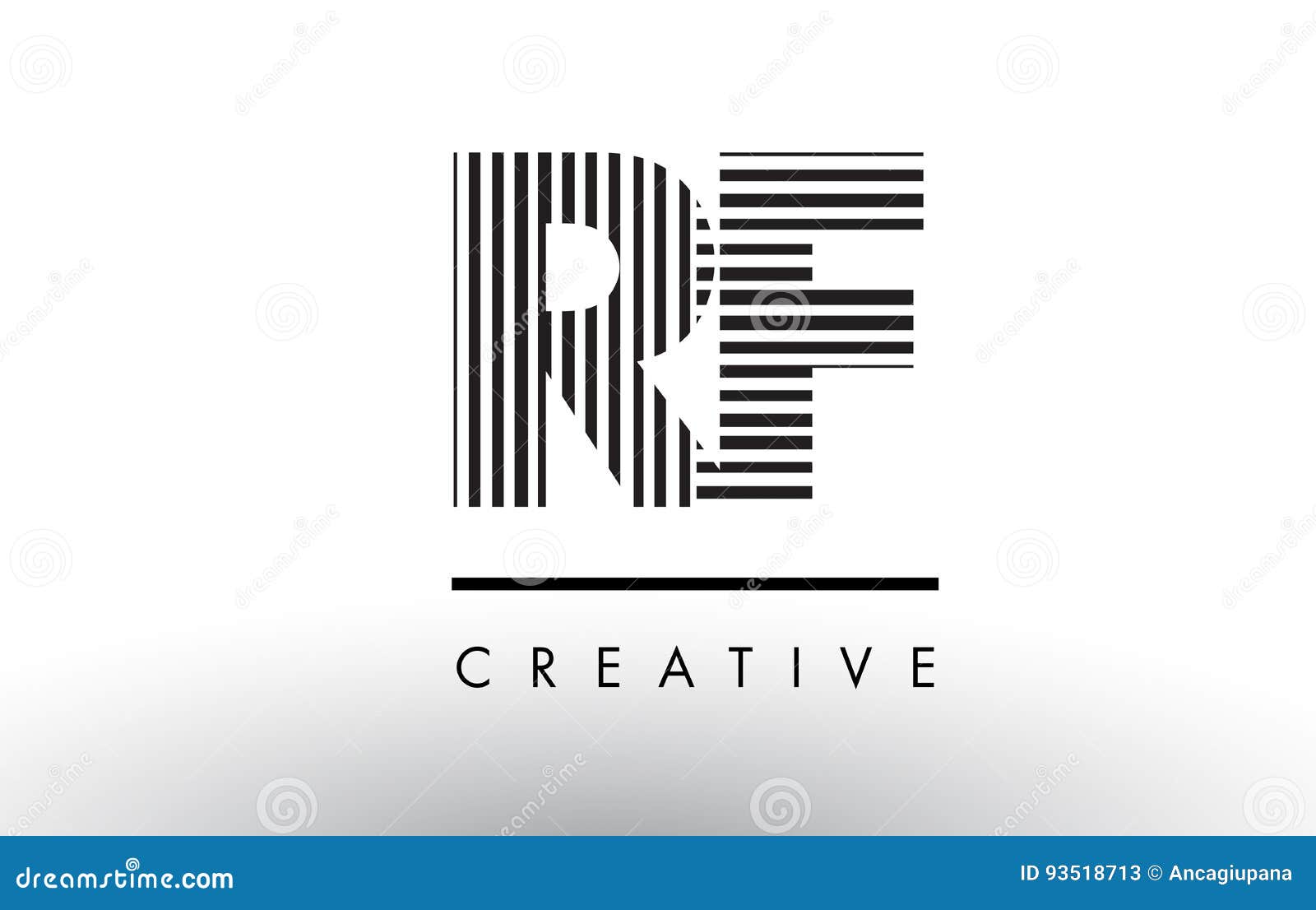 rf r f black and white lines letter logo .