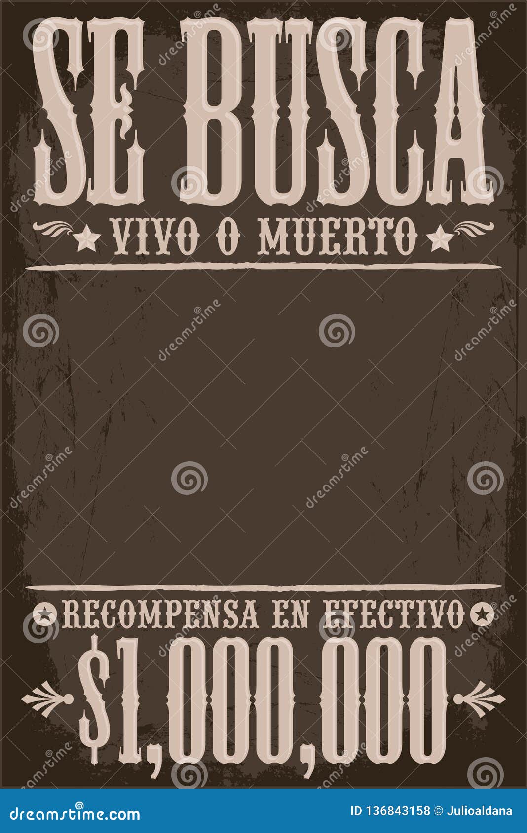 Se Busca, Wanted Poster Spanish Text Template. Vector Illustration 257603060