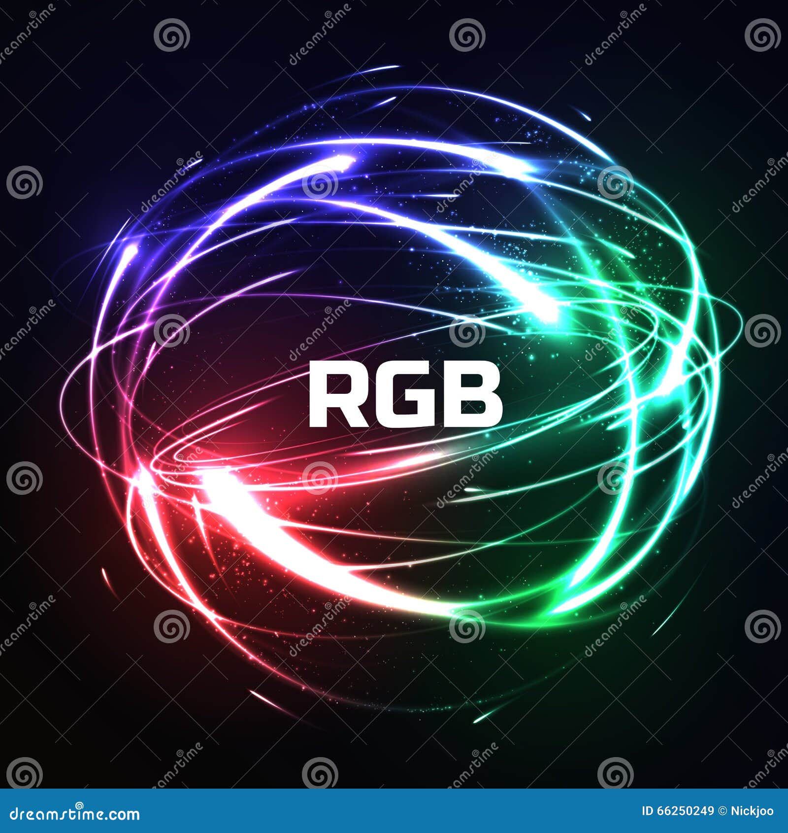 rgb shere of meteor-like shining neon lights in impact. futuristic technology style