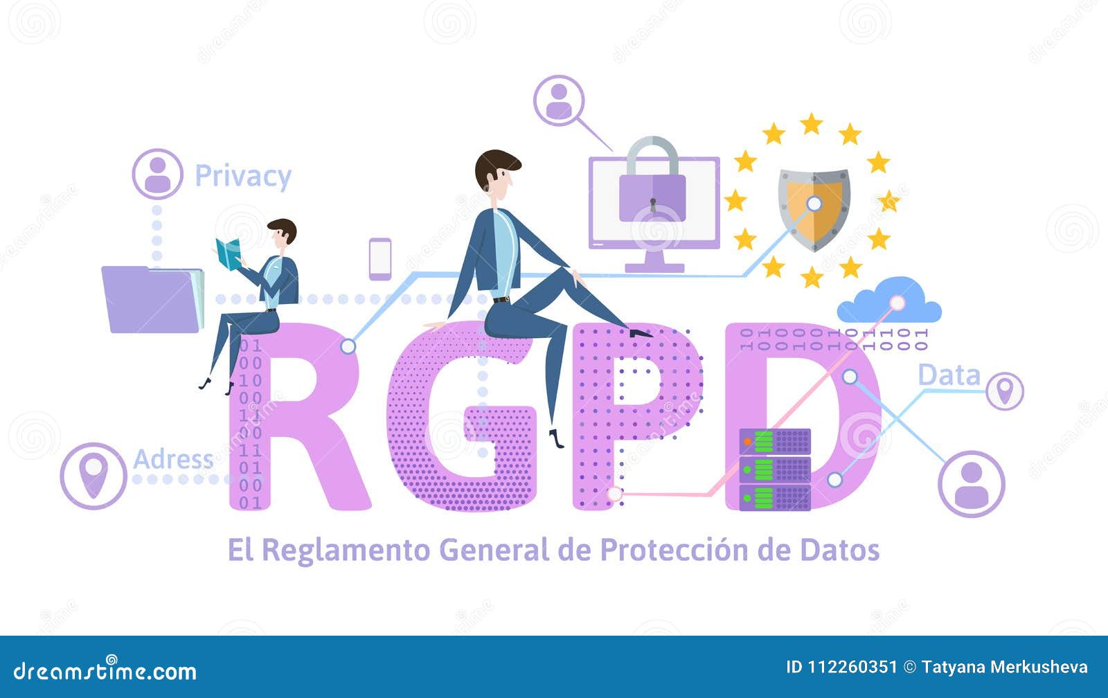 rgpd, spanish and italian version version of gdpr. general data protection regulation. concept . the