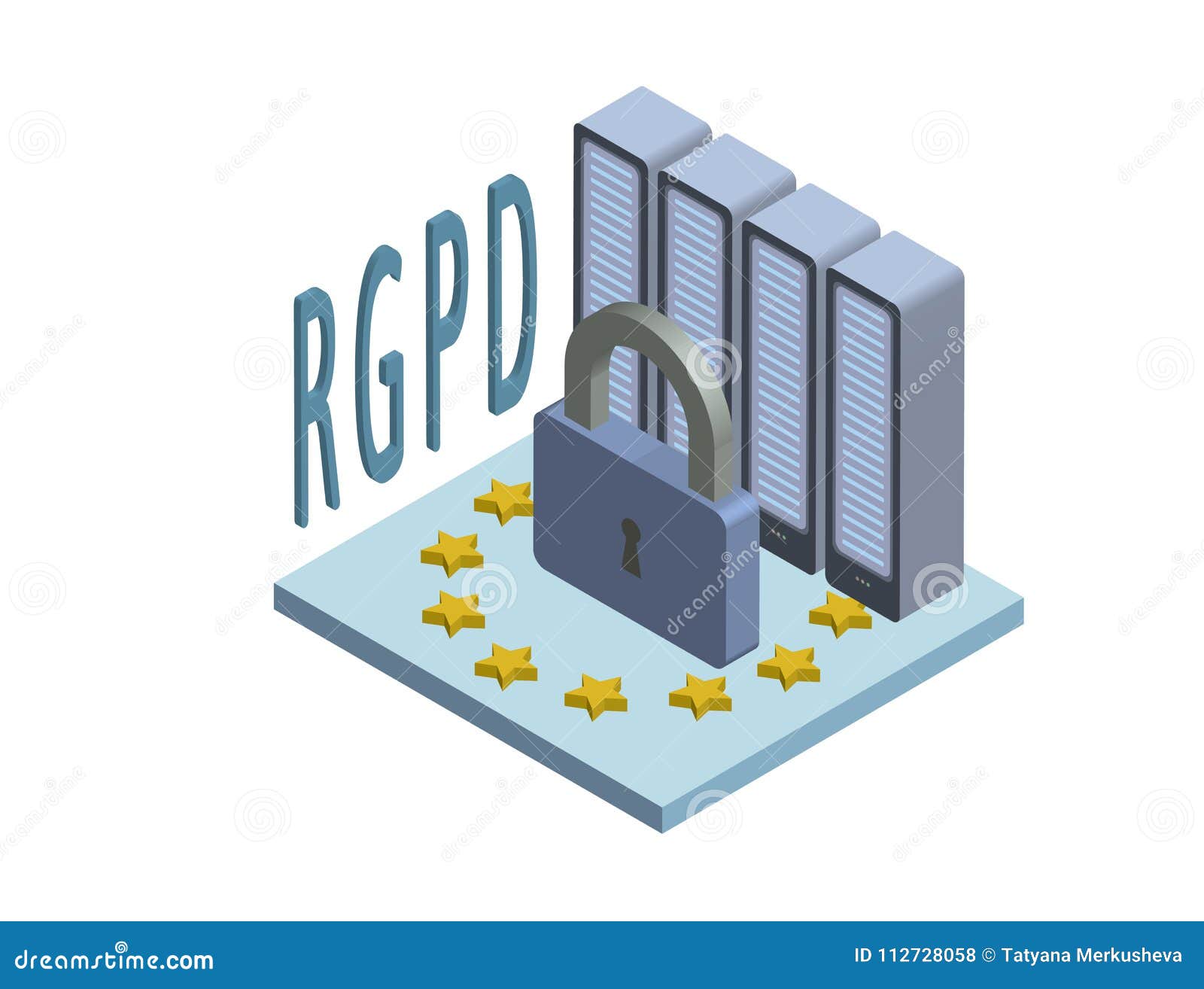 rgpd, spanish and italian version version of gdpr, regolamento generale sulla protezione dei dati. concept isometric