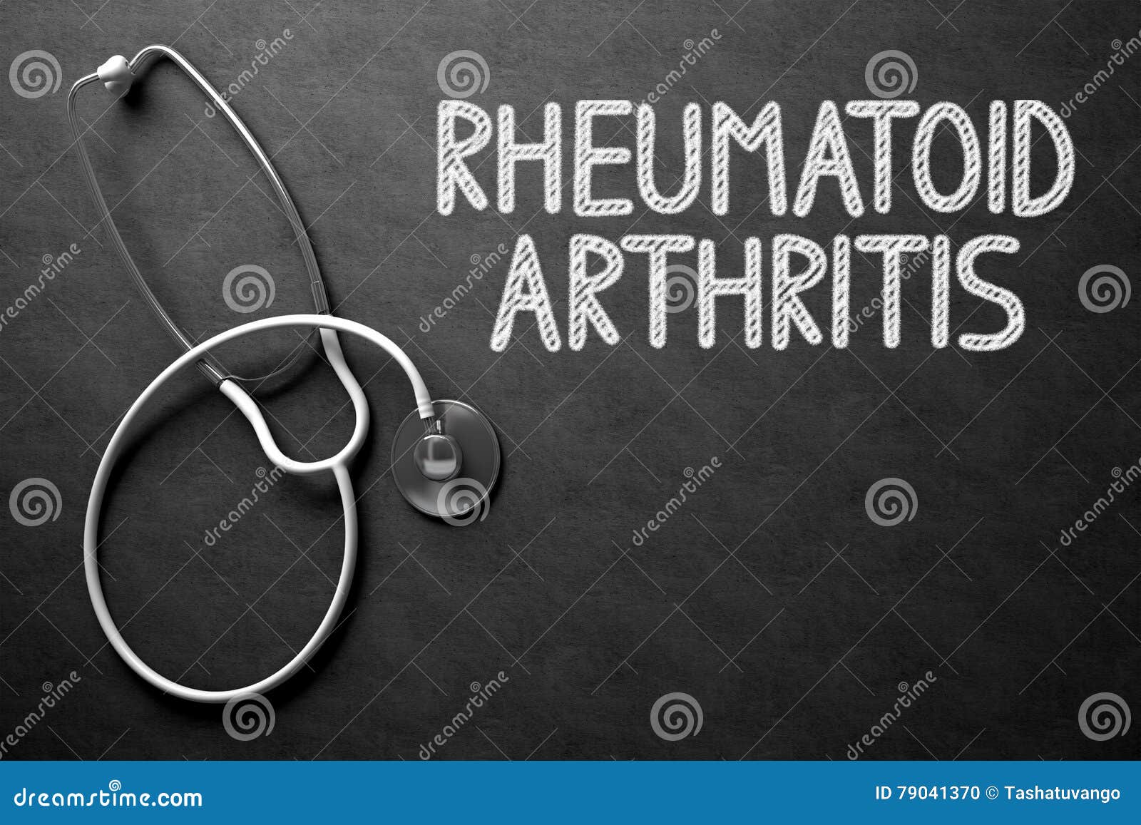 rheumatoid arthritis - text on chalkboard. 3d .