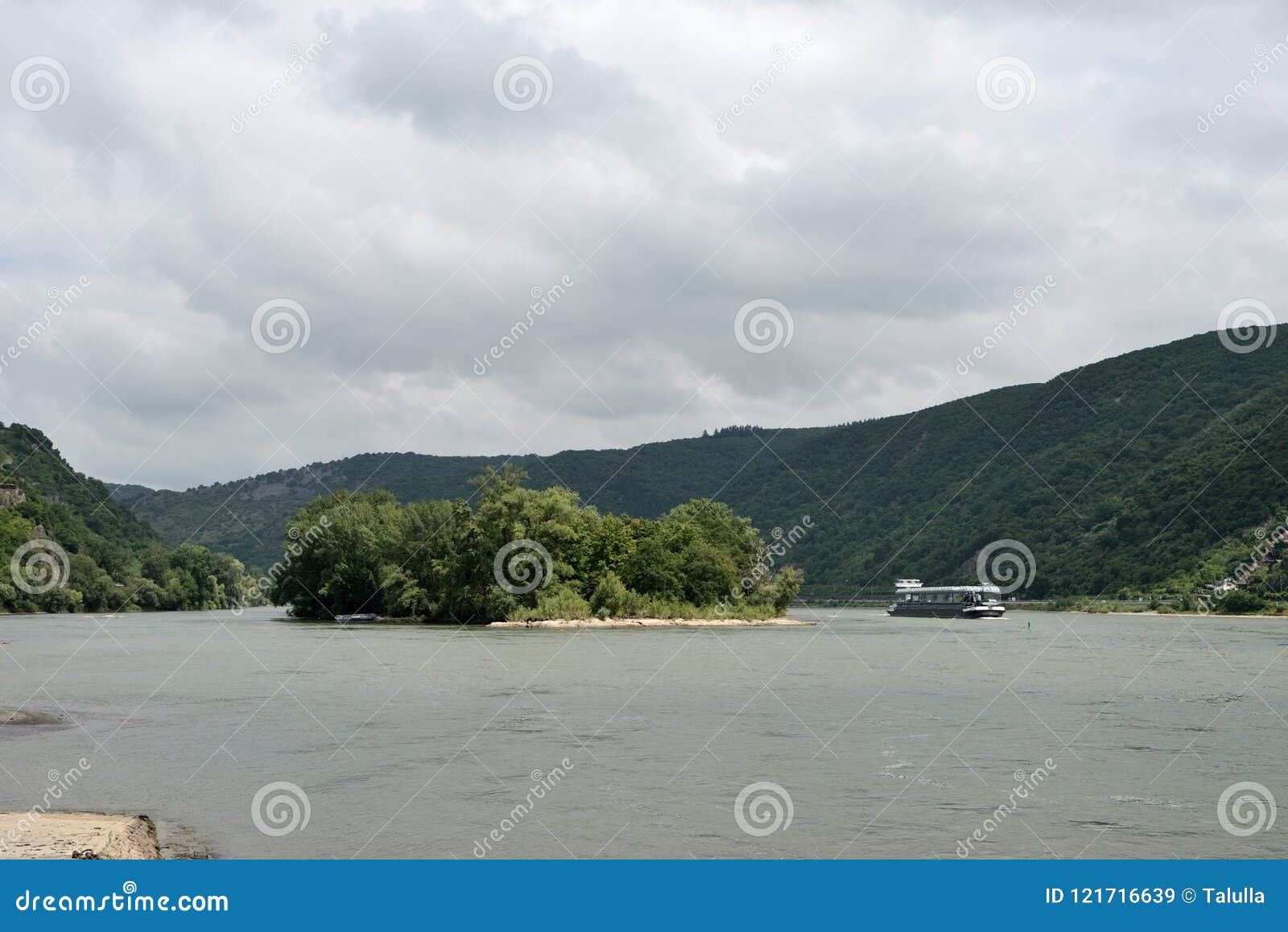 Rhine River in Cloudy Weather, Germany Stock Image - Image of cruise ...