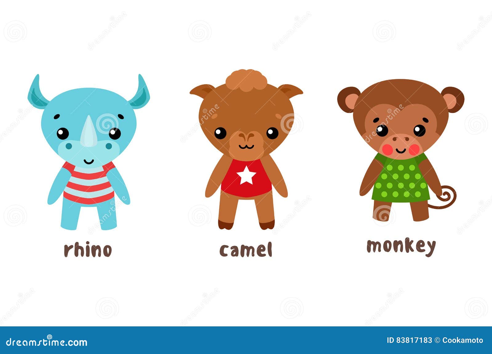 Rhino and Camel, Monkey or Ape Cartoon Characters Stock Vector -  Illustration of goof, bactrian: 83817183