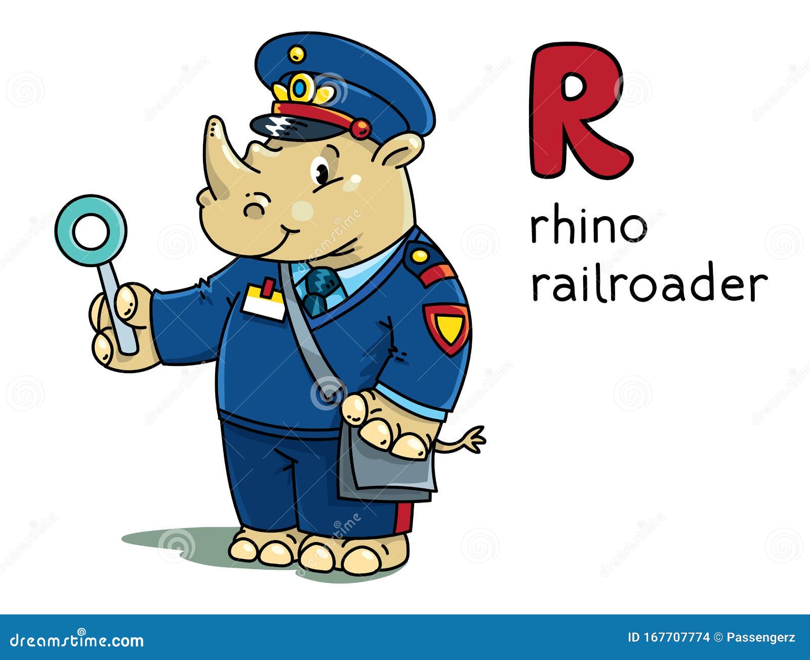 rhino railroader animals profession abc alphabet r